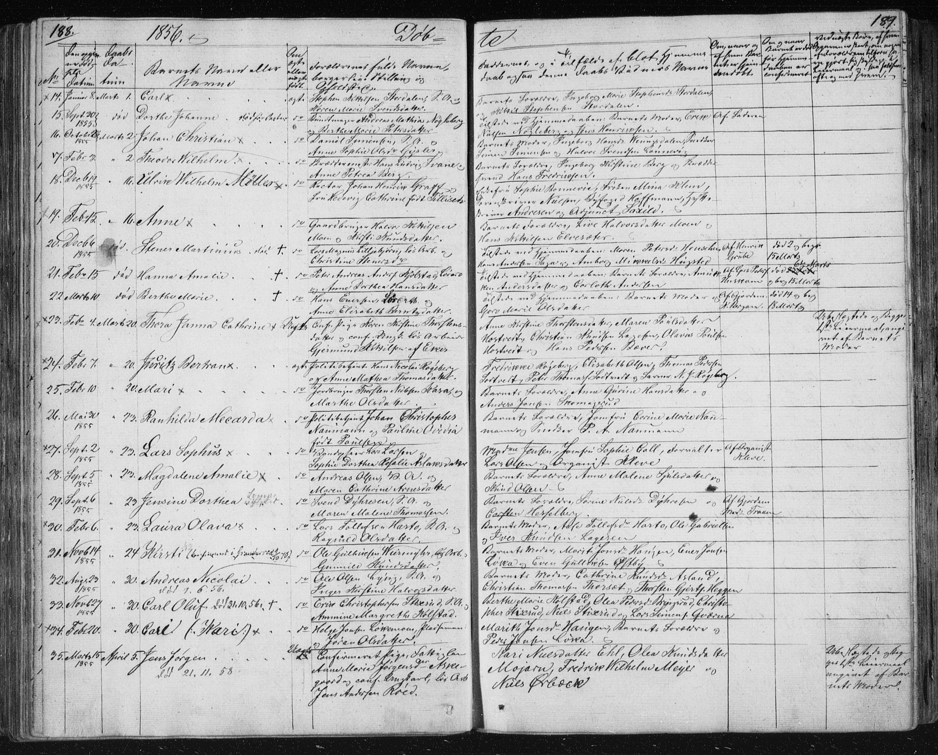 Kongsberg kirkebøker, AV/SAKO-A-22/F/Fa/L0009: Parish register (official) no. I 9, 1839-1858, p. 188-189