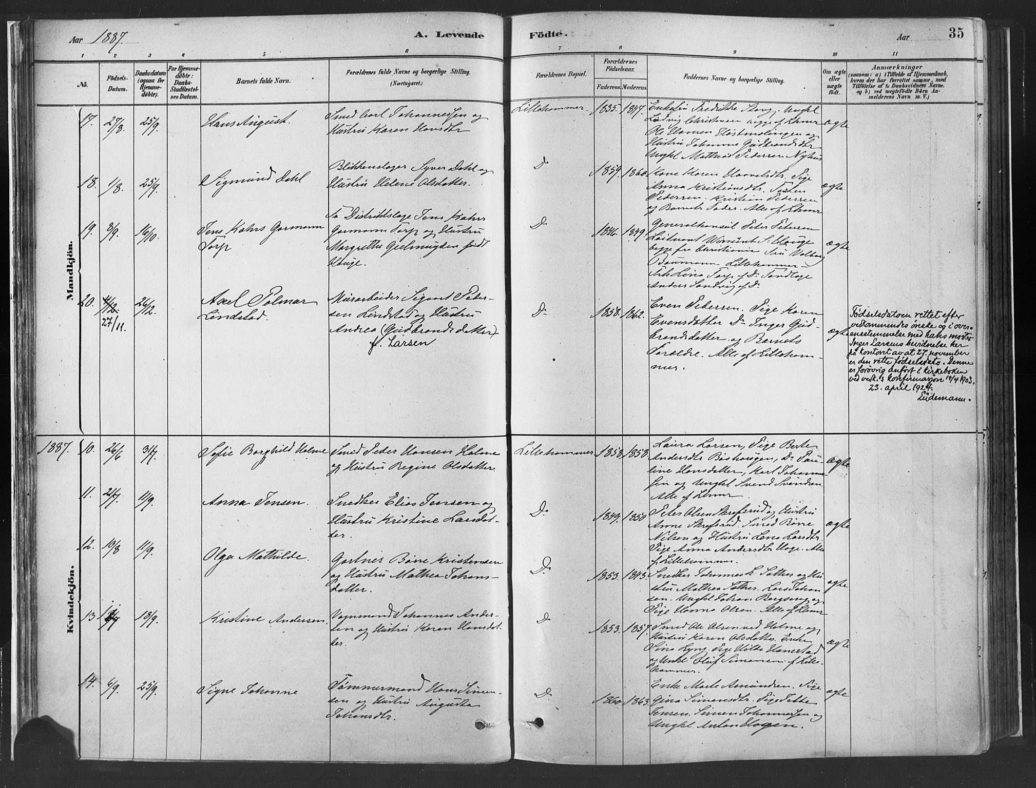 Fåberg prestekontor, SAH/PREST-086/H/Ha/Haa/L0010: Parish register (official) no. 10, 1879-1900, p. 35