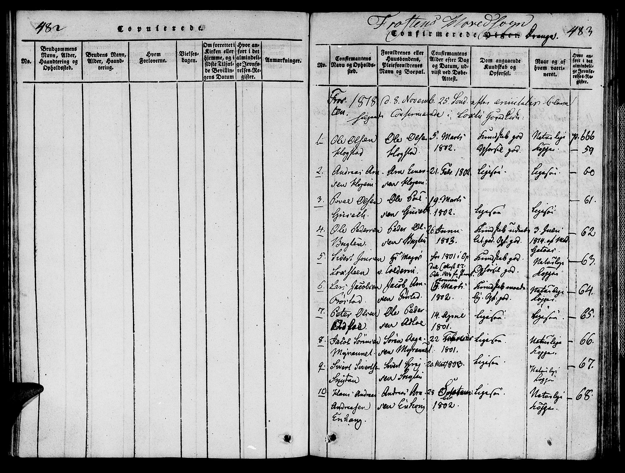 Ministerialprotokoller, klokkerbøker og fødselsregistre - Nord-Trøndelag, AV/SAT-A-1458/713/L0112: Parish register (official) no. 713A04 /1, 1817-1827, p. 482-483