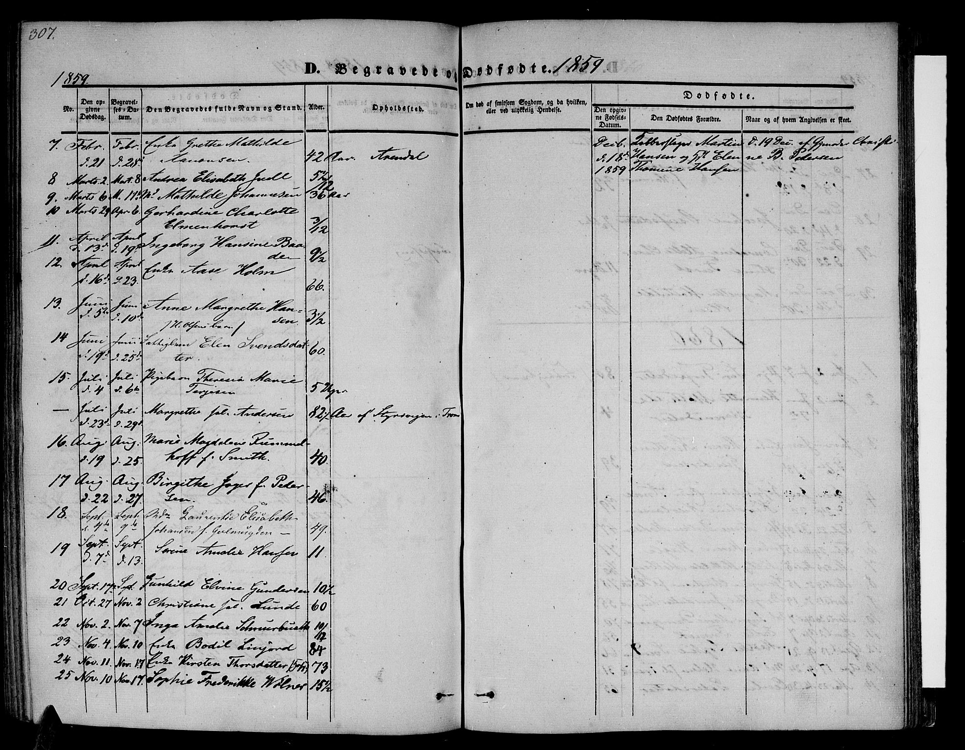 Arendal sokneprestkontor, Trefoldighet, AV/SAK-1111-0040/F/Fb/L0002: Parish register (copy) no. B 2, 1838-1860, p. 307