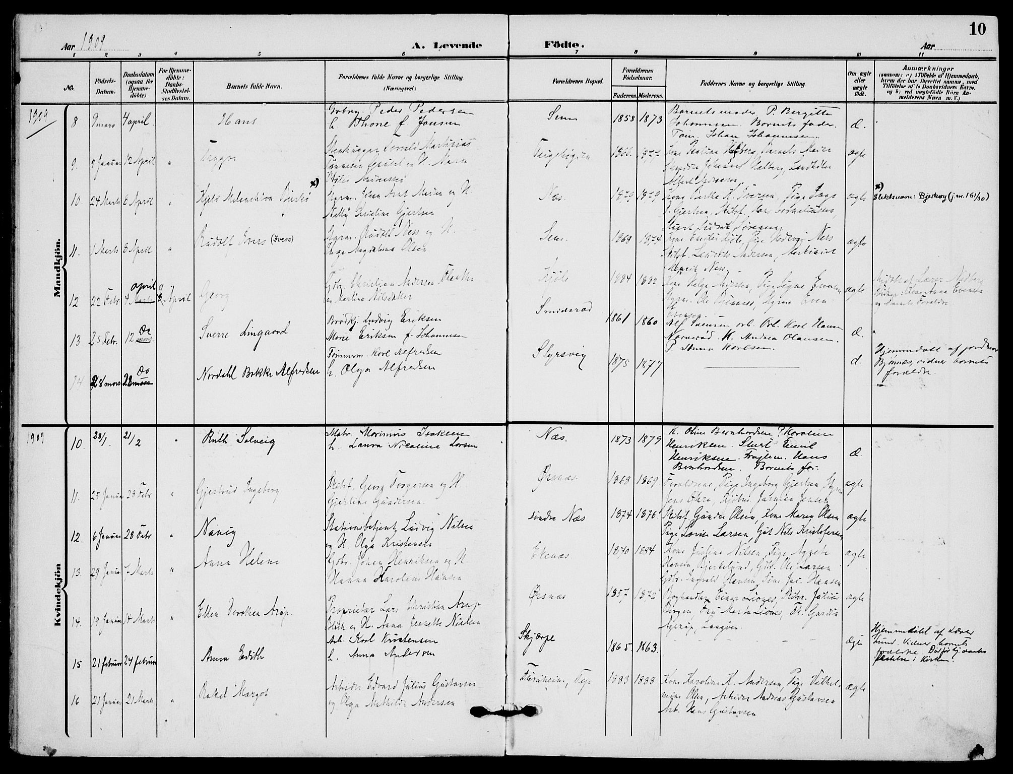 Nøtterøy kirkebøker, AV/SAKO-A-354/F/Fa/L0010: Parish register (official) no. I 10, 1908-1919, p. 10