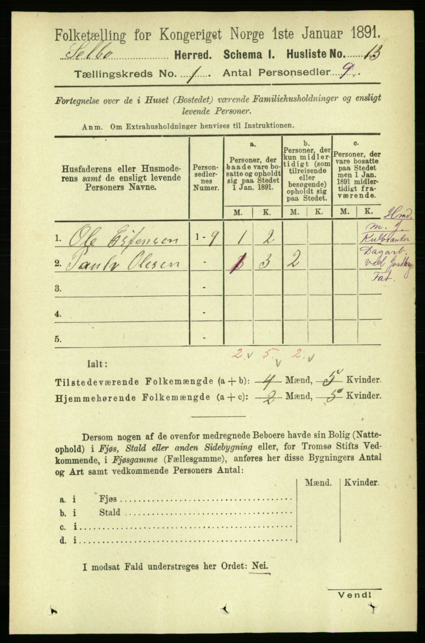 RA, 1891 census for 1664 Selbu, 1891, p. 57