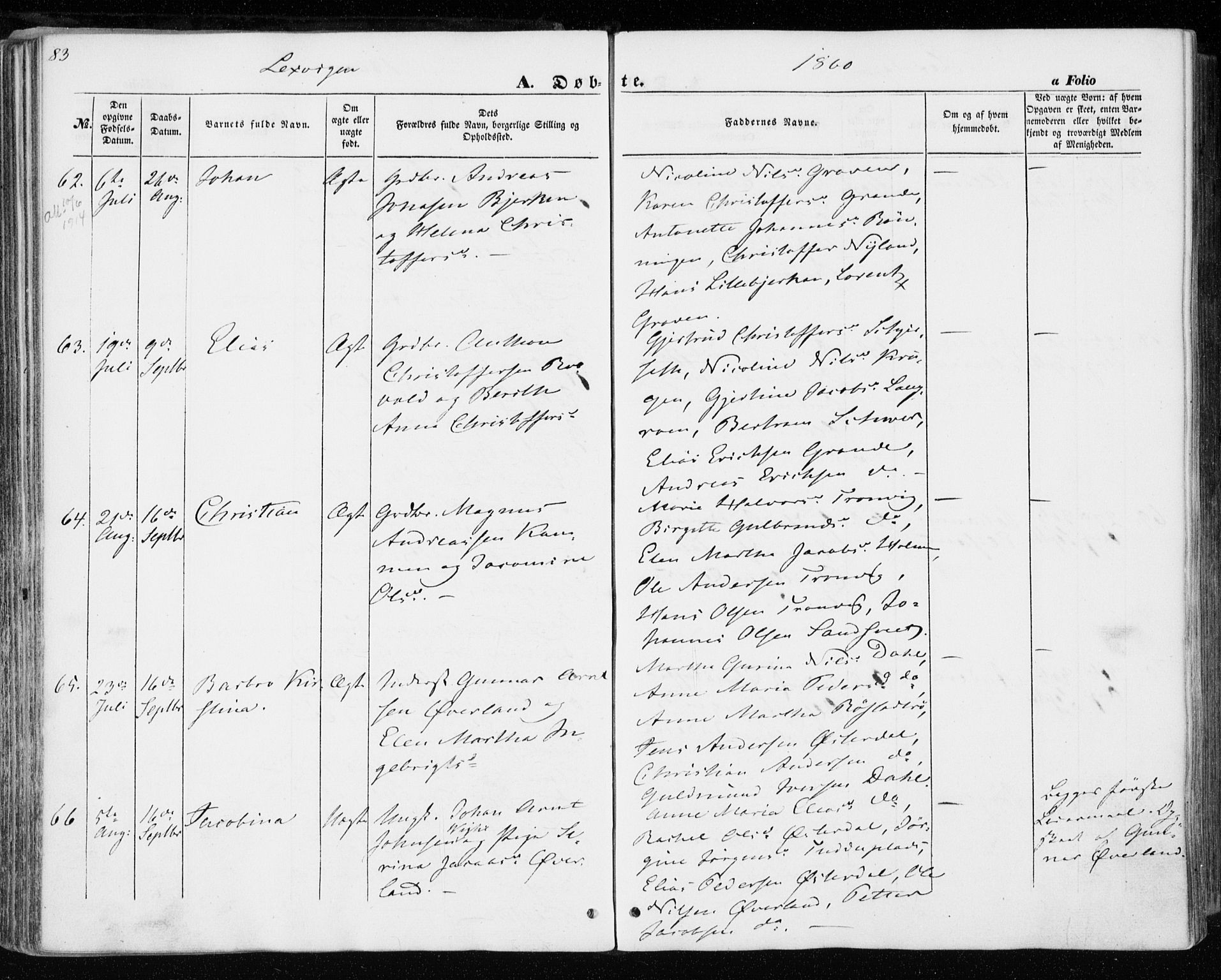 Ministerialprotokoller, klokkerbøker og fødselsregistre - Nord-Trøndelag, SAT/A-1458/701/L0008: Parish register (official) no. 701A08 /1, 1854-1863, p. 83