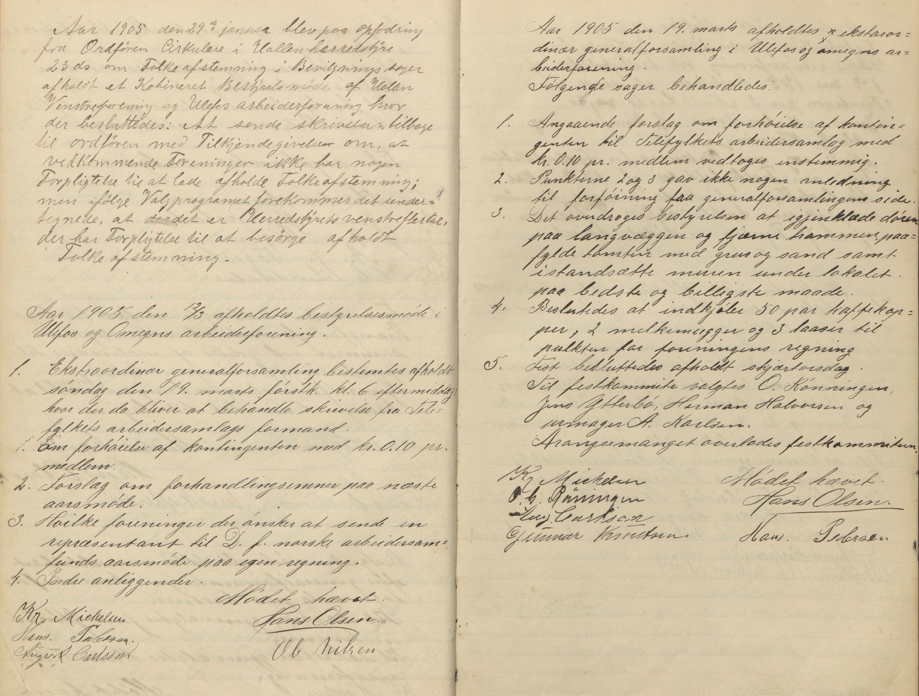 Ulefoss og Omegns Arbeiderforening , AAT/AAT-819011/A/L0002: Møtebok, 1904-1929