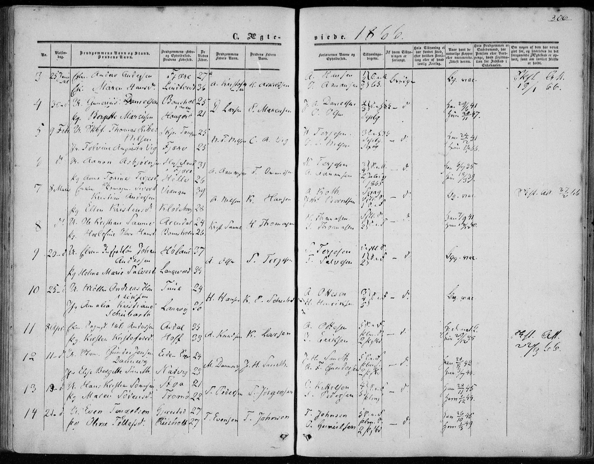 Øyestad sokneprestkontor, AV/SAK-1111-0049/F/Fa/L0015: Parish register (official) no. A 15, 1857-1873, p. 306