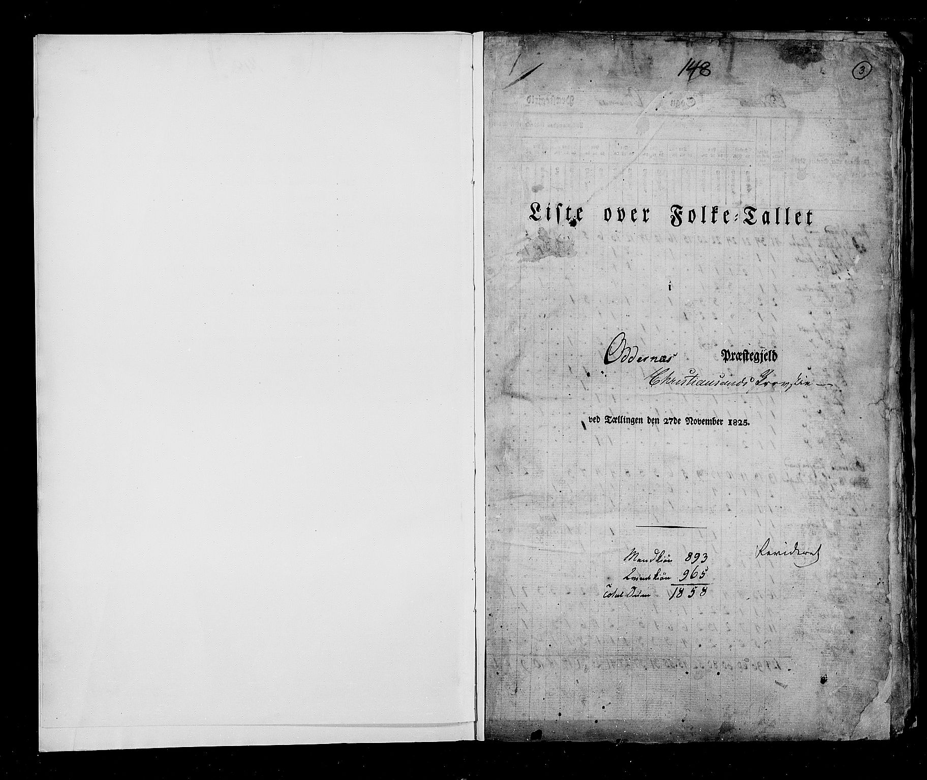 RA, Census 1825, vol. 11: Lister og Mandal amt, 1825, p. 3