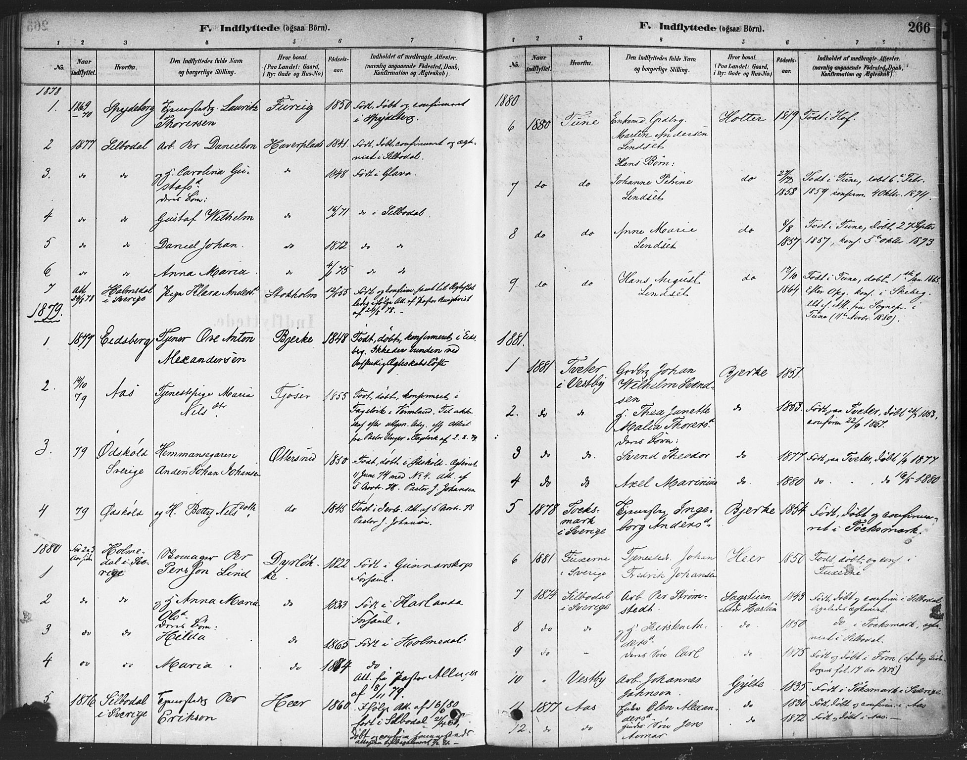 Drøbak prestekontor Kirkebøker, SAO/A-10142a/F/Fc/L0002: Parish register (official) no. III 2, 1878-1891, p. 266