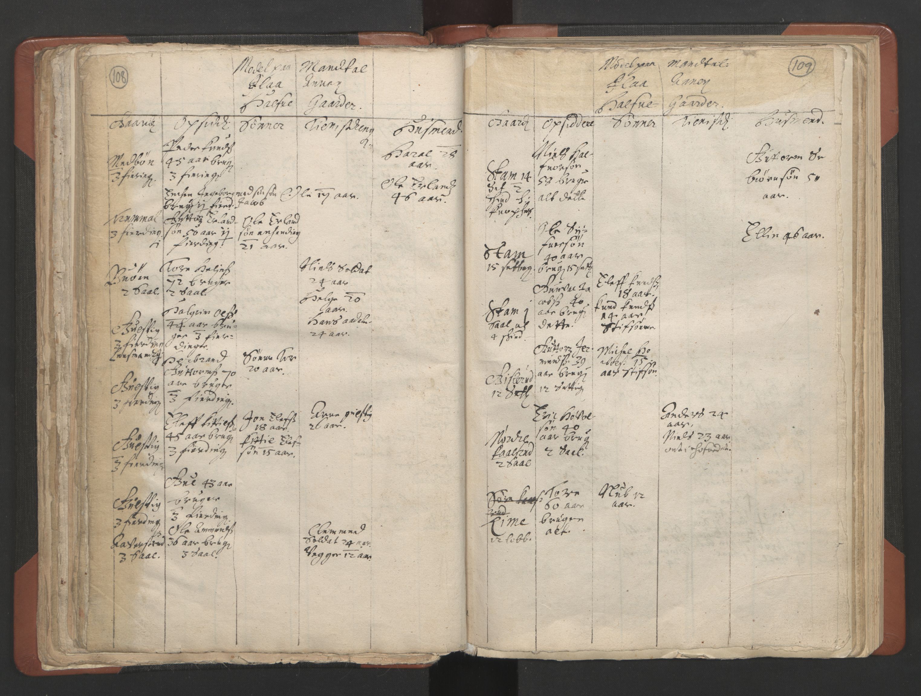 RA, Vicar's Census 1664-1666, no. 8: Valdres deanery, 1664-1666, p. 108-109