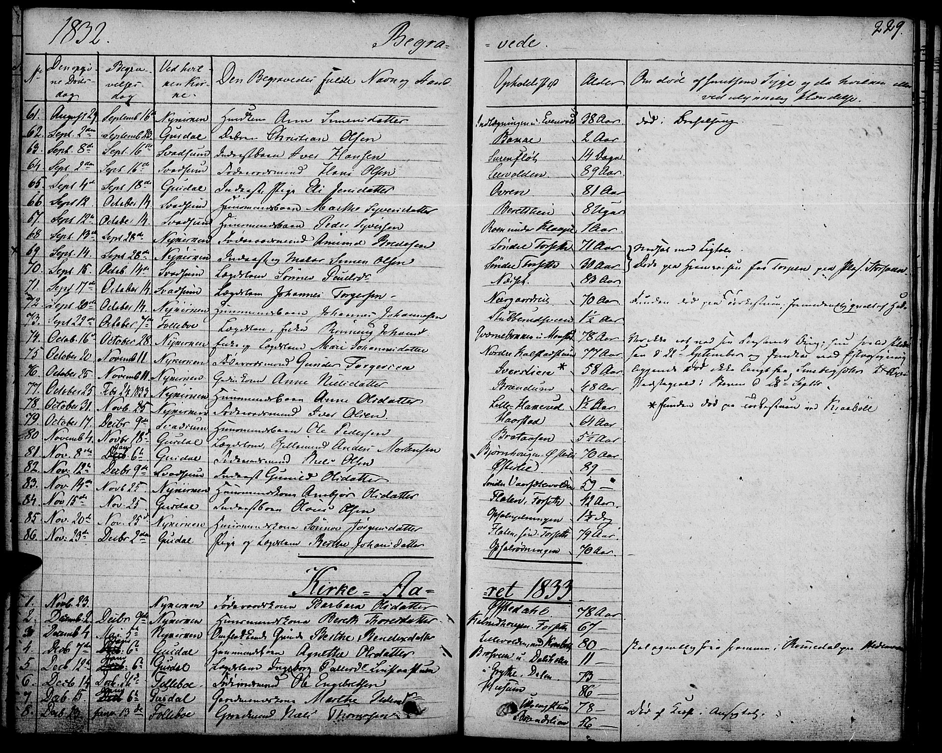 Gausdal prestekontor, SAH/PREST-090/H/Ha/Haa/L0006: Parish register (official) no. 6, 1830-1839, p. 229