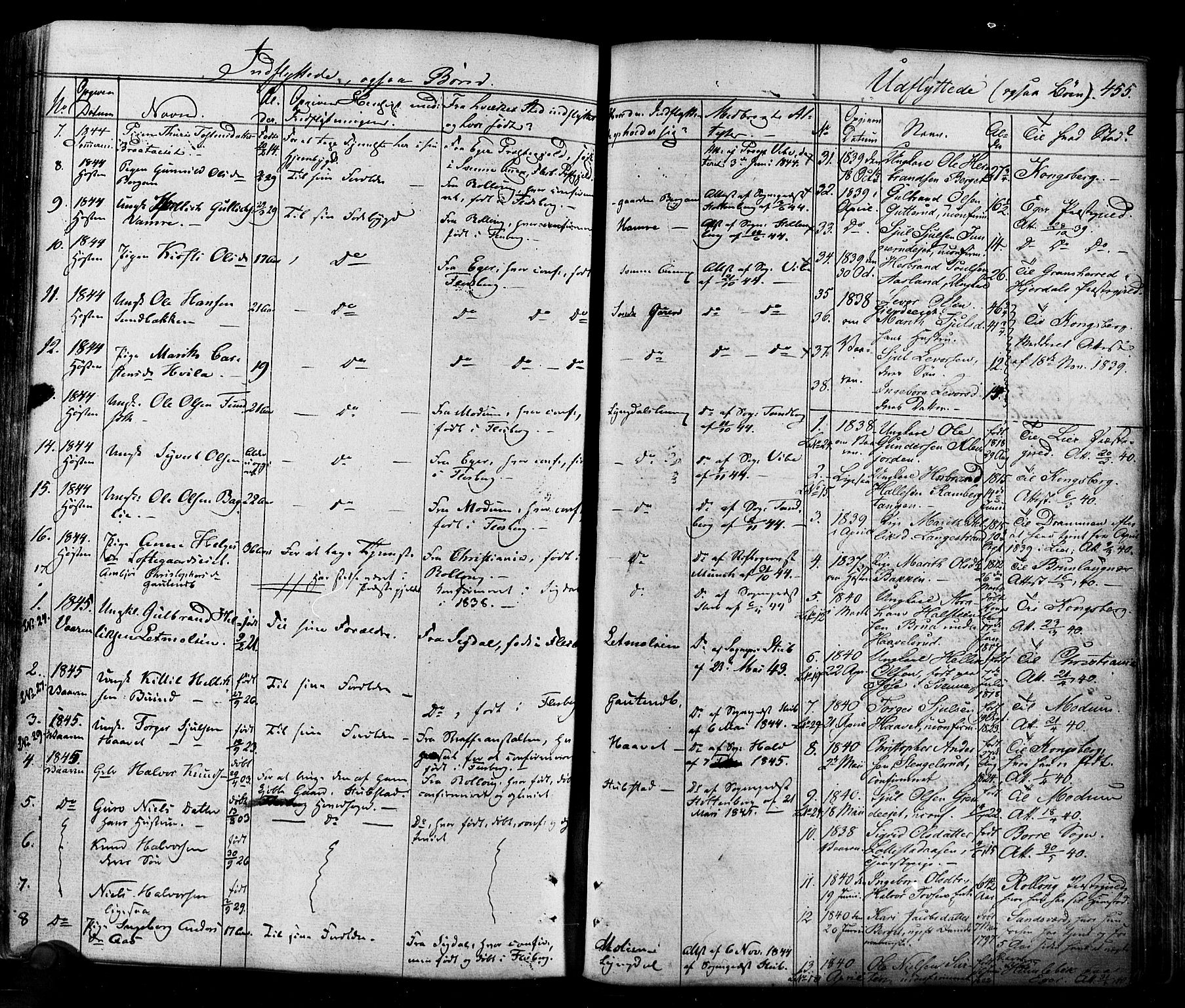 Flesberg kirkebøker, SAKO/A-18/F/Fa/L0006: Parish register (official) no. I 6, 1834-1860, p. 455