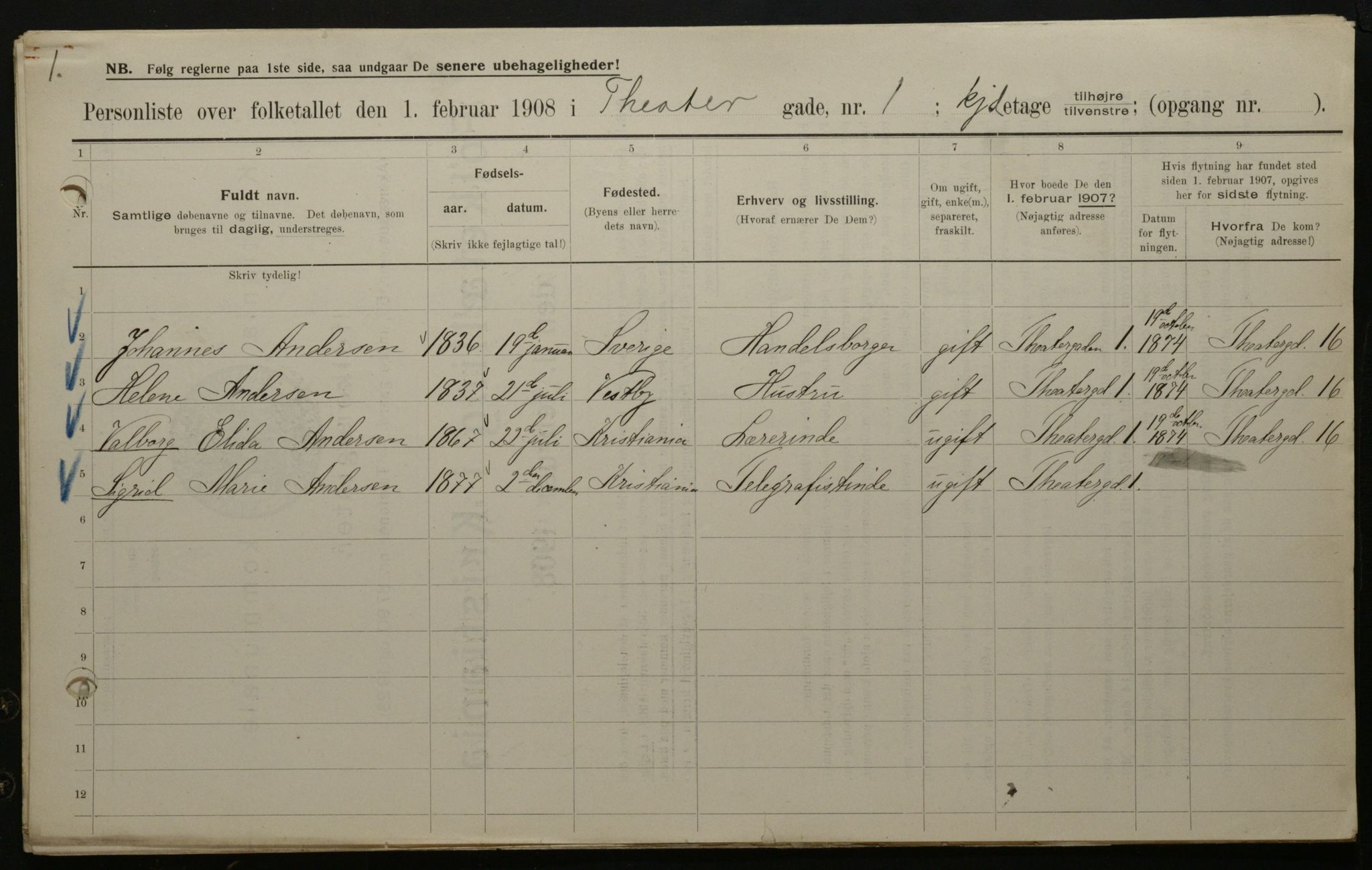 OBA, Municipal Census 1908 for Kristiania, 1908, p. 96180