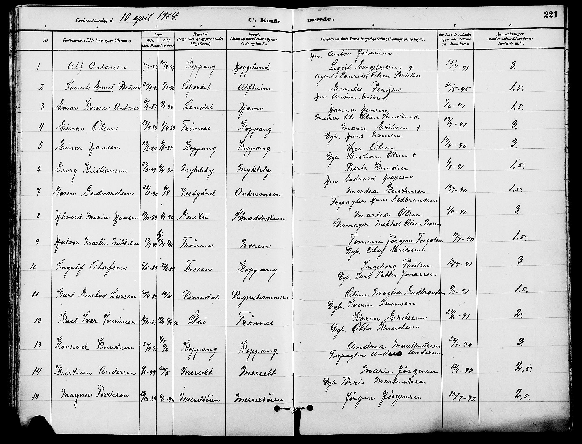 Stor-Elvdal prestekontor, AV/SAH-PREST-052/H/Ha/Haa/L0002: Parish register (official) no. 2, 1882-1907, p. 221