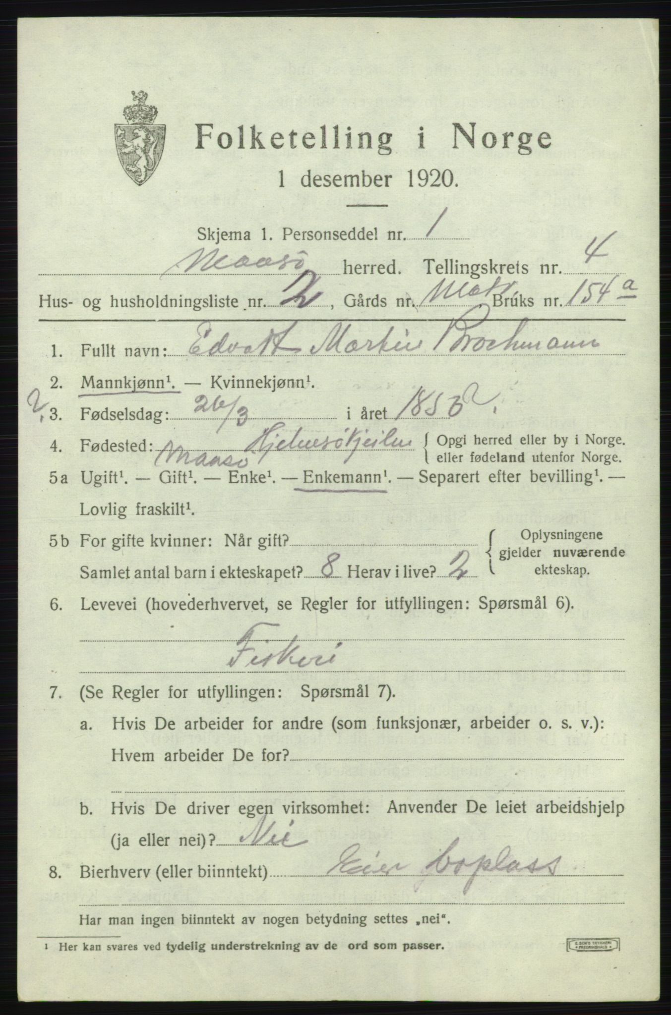 SATØ, 1920 census for Måsøy, 1920, p. 1820