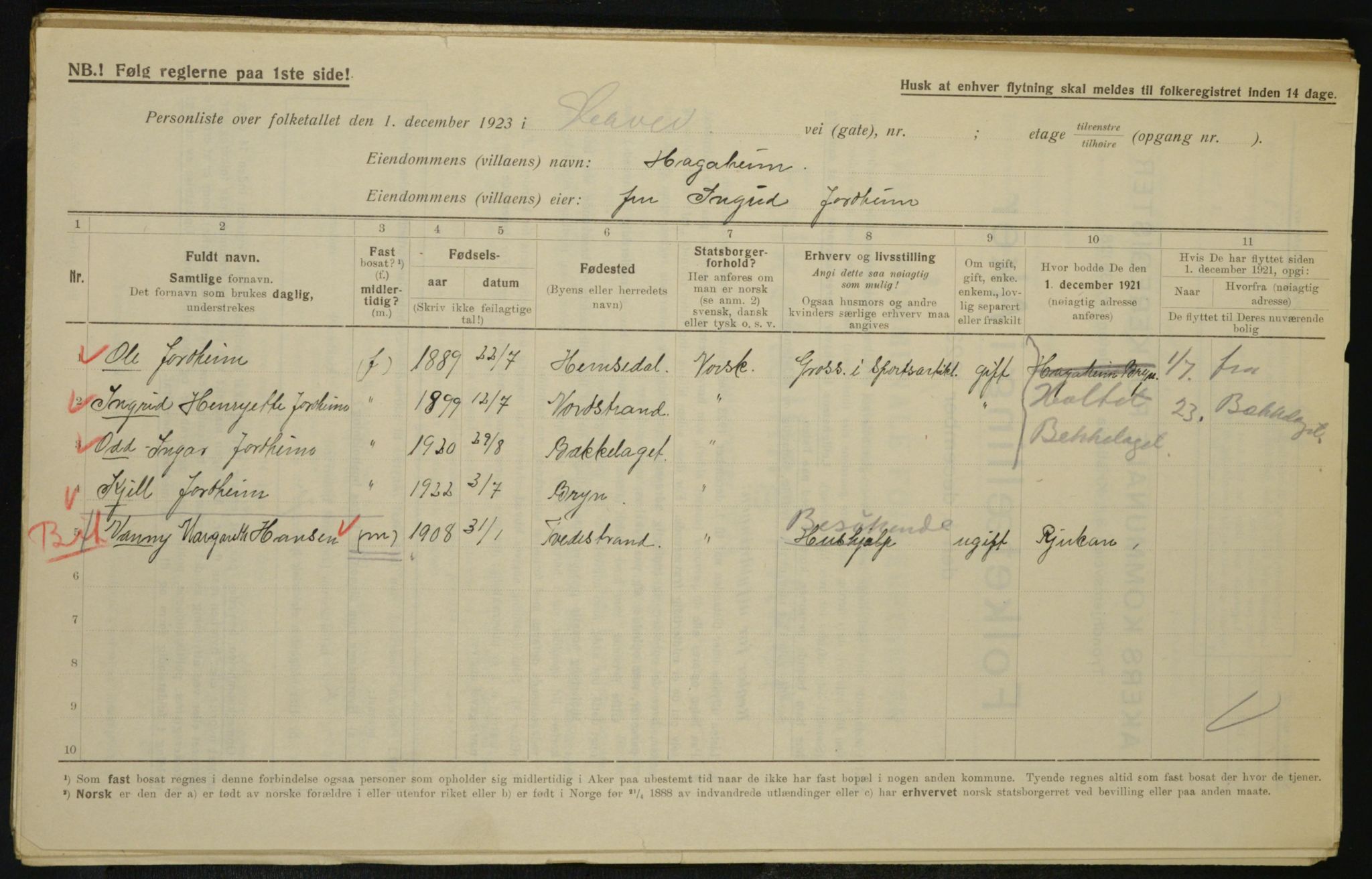 , Municipal Census 1923 for Aker, 1923, p. 25732