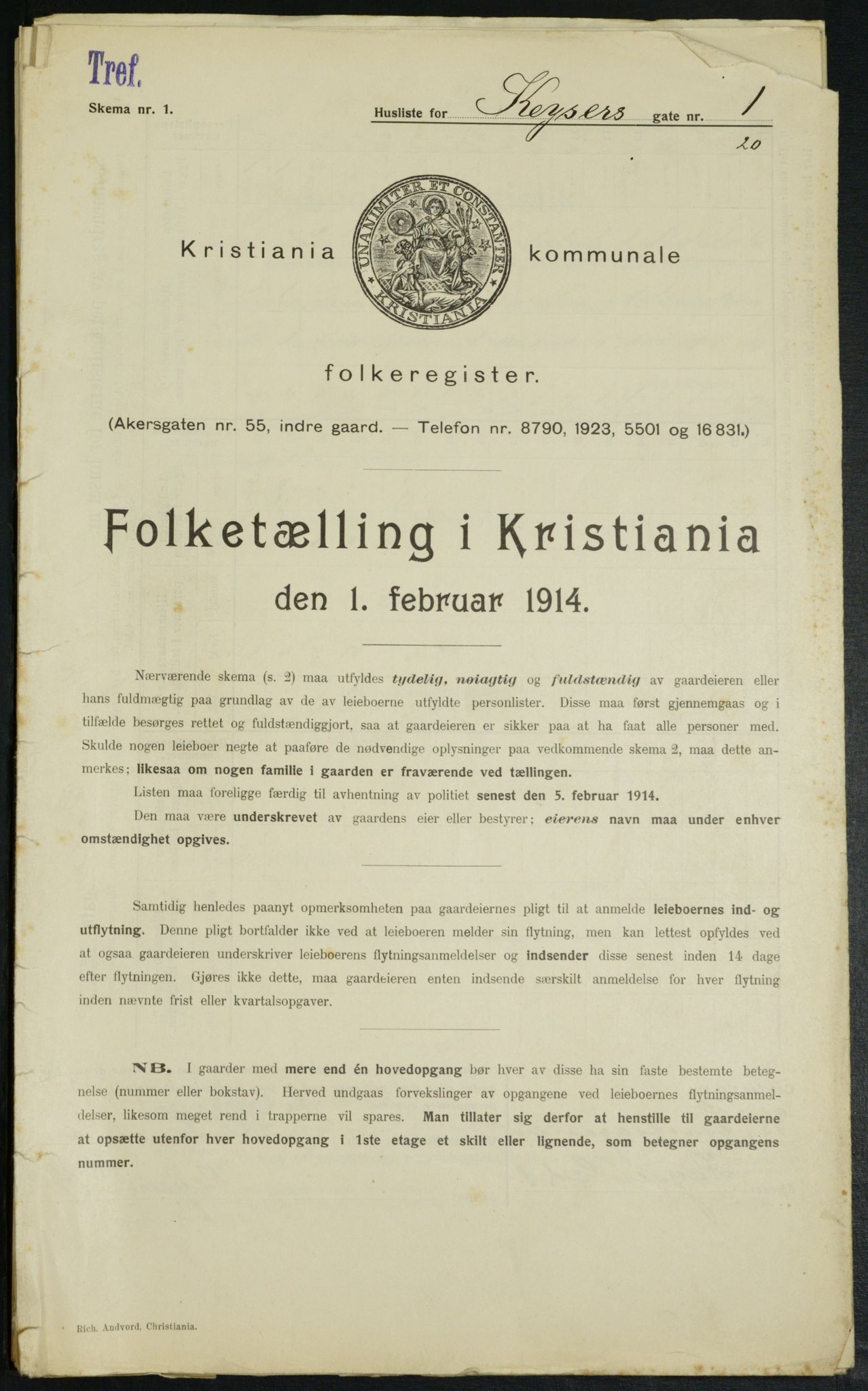 OBA, Municipal Census 1914 for Kristiania, 1914, p. 49152