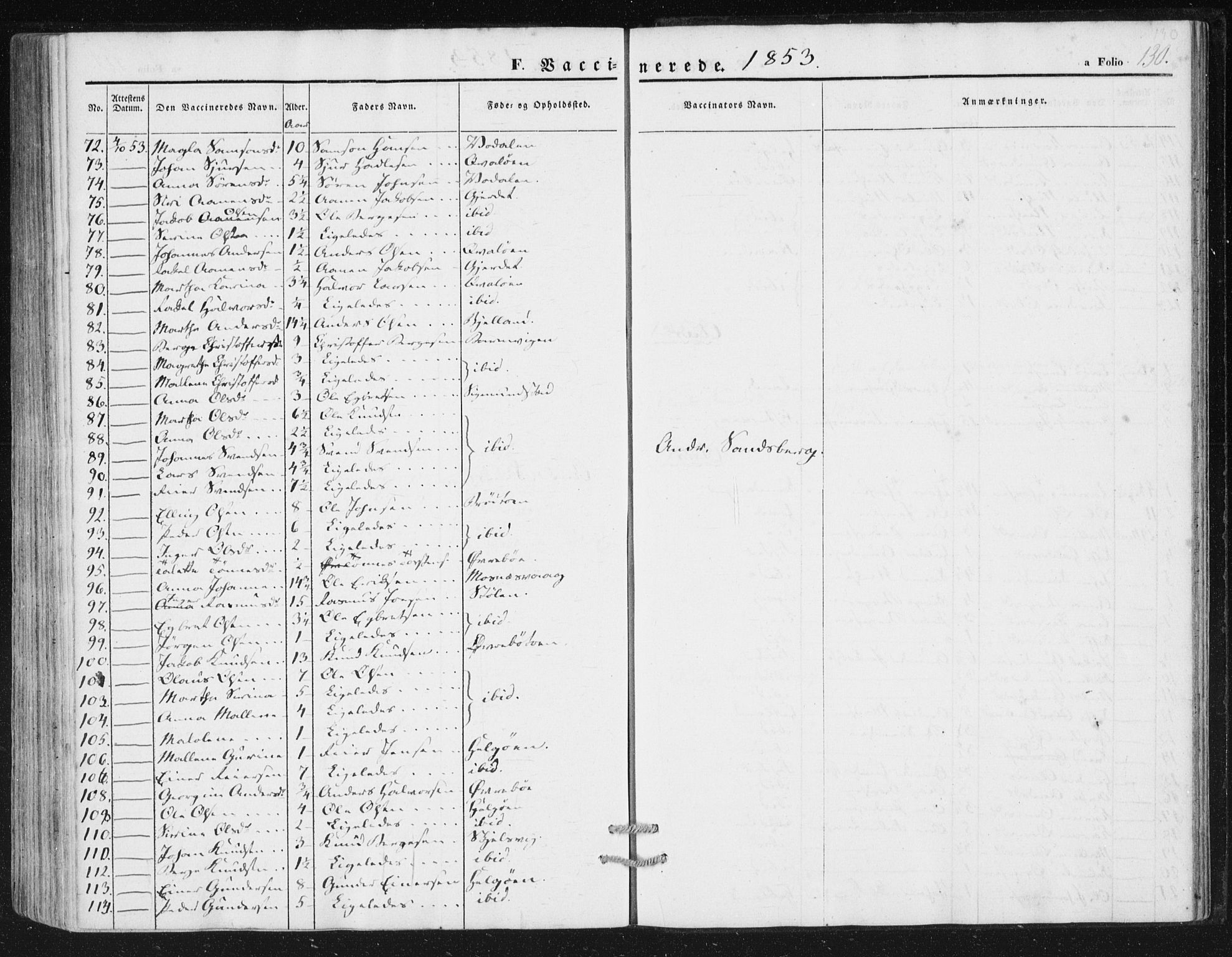 Hjelmeland sokneprestkontor, SAST/A-101843/01/IV/L0010: Parish register (official) no. A 10, 1851-1871, p. 130