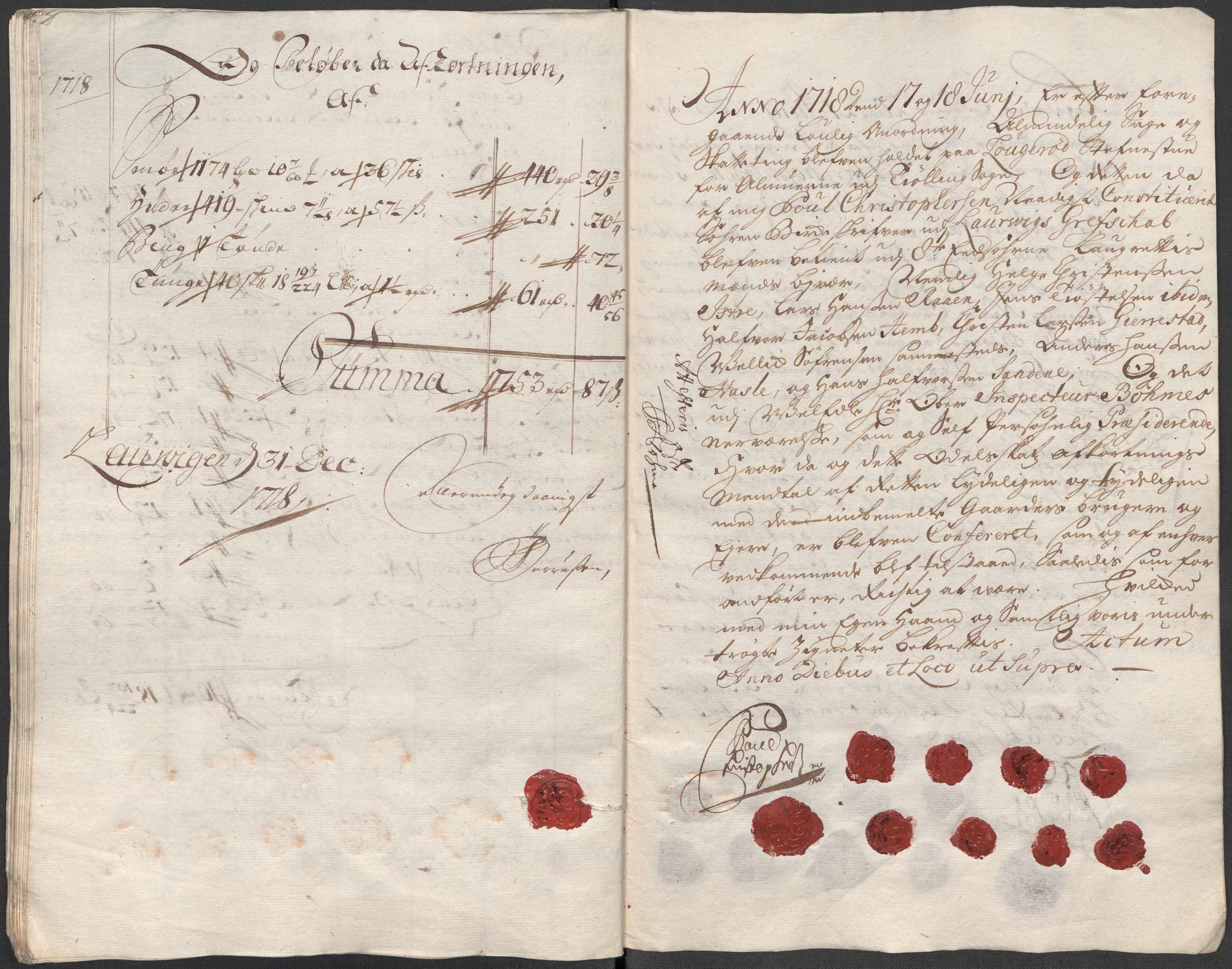 Rentekammeret inntil 1814, Reviderte regnskaper, Fogderegnskap, AV/RA-EA-4092/R33/L1988: Fogderegnskap Larvik grevskap, 1718, p. 342