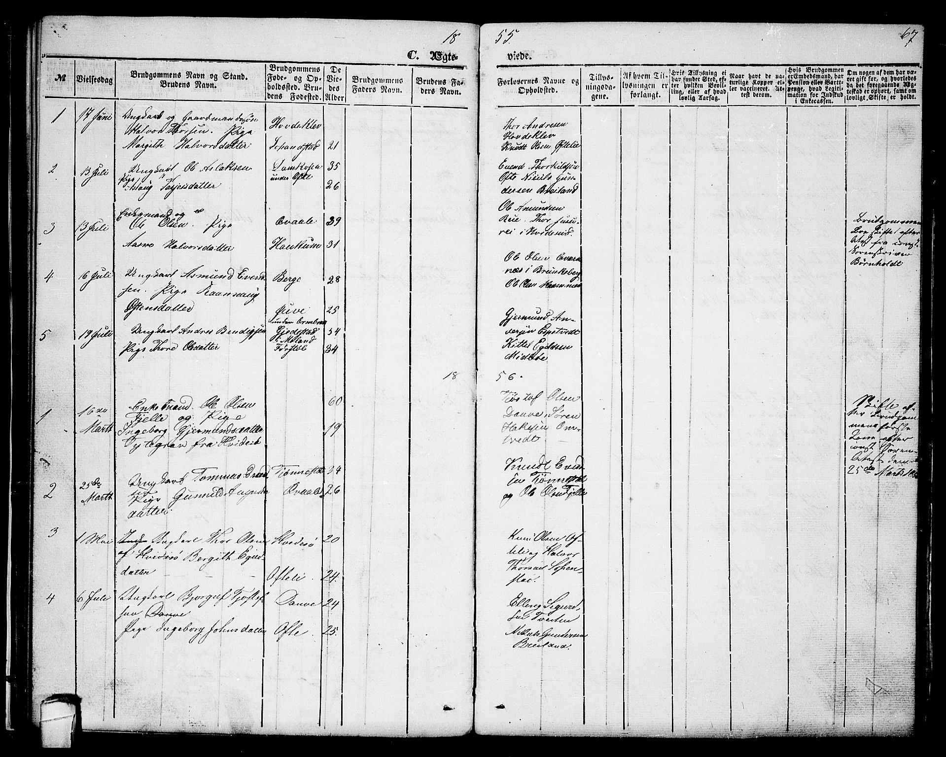 Lårdal kirkebøker, SAKO/A-284/G/Gc/L0002: Parish register (copy) no. III 2, 1852-1877, p. 67