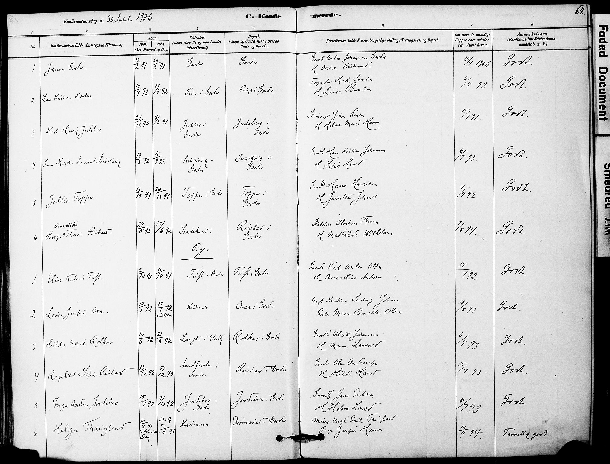 Vestby prestekontor Kirkebøker, AV/SAO-A-10893/F/Fa/L0011: Parish register (official) no. I 11, 1878-1913, p. 64