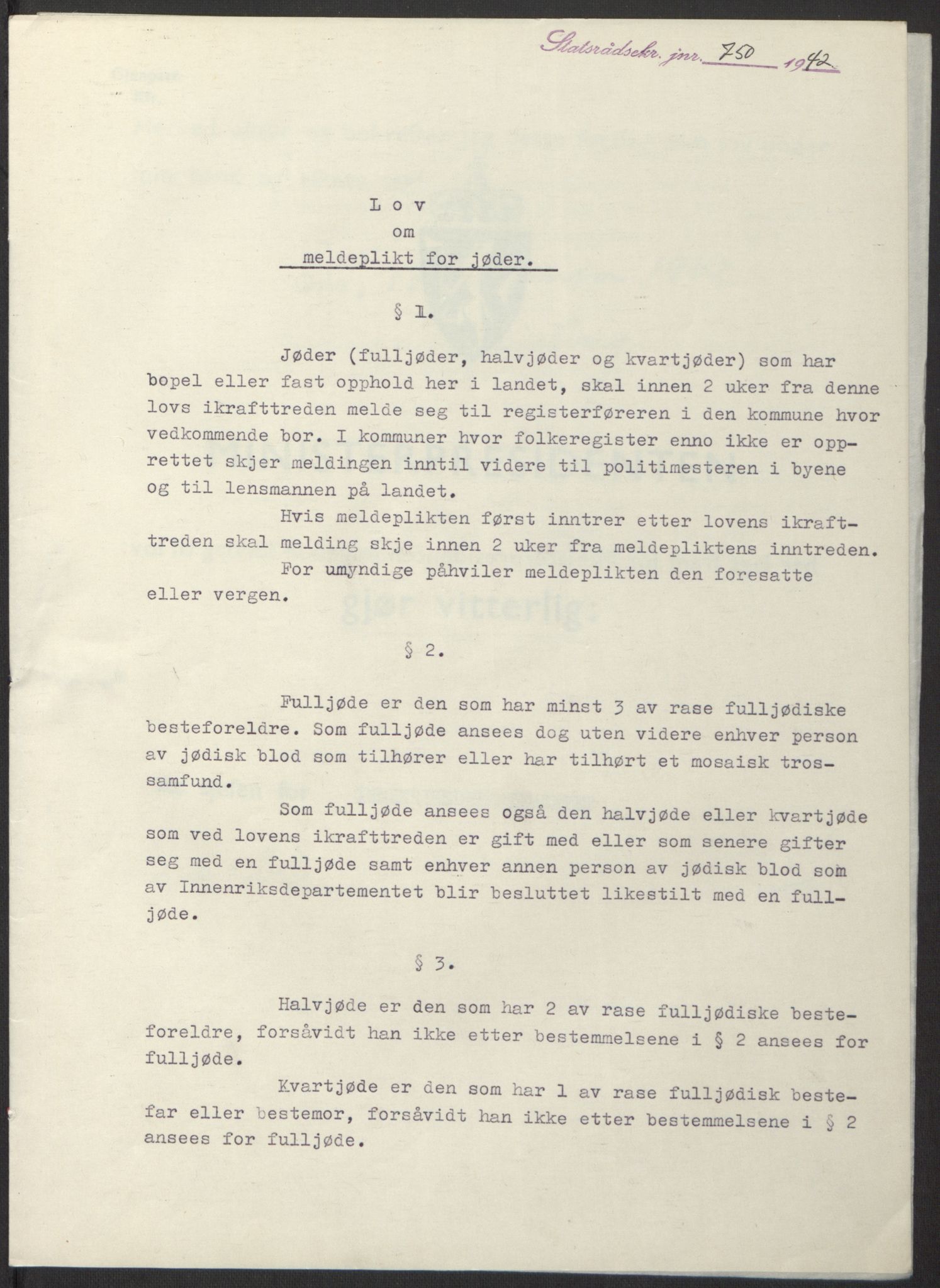 NS-administrasjonen 1940-1945 (Statsrådsekretariatet, de kommisariske statsråder mm), AV/RA-S-4279/D/Db/L0098: Lover II, 1942, p. 522