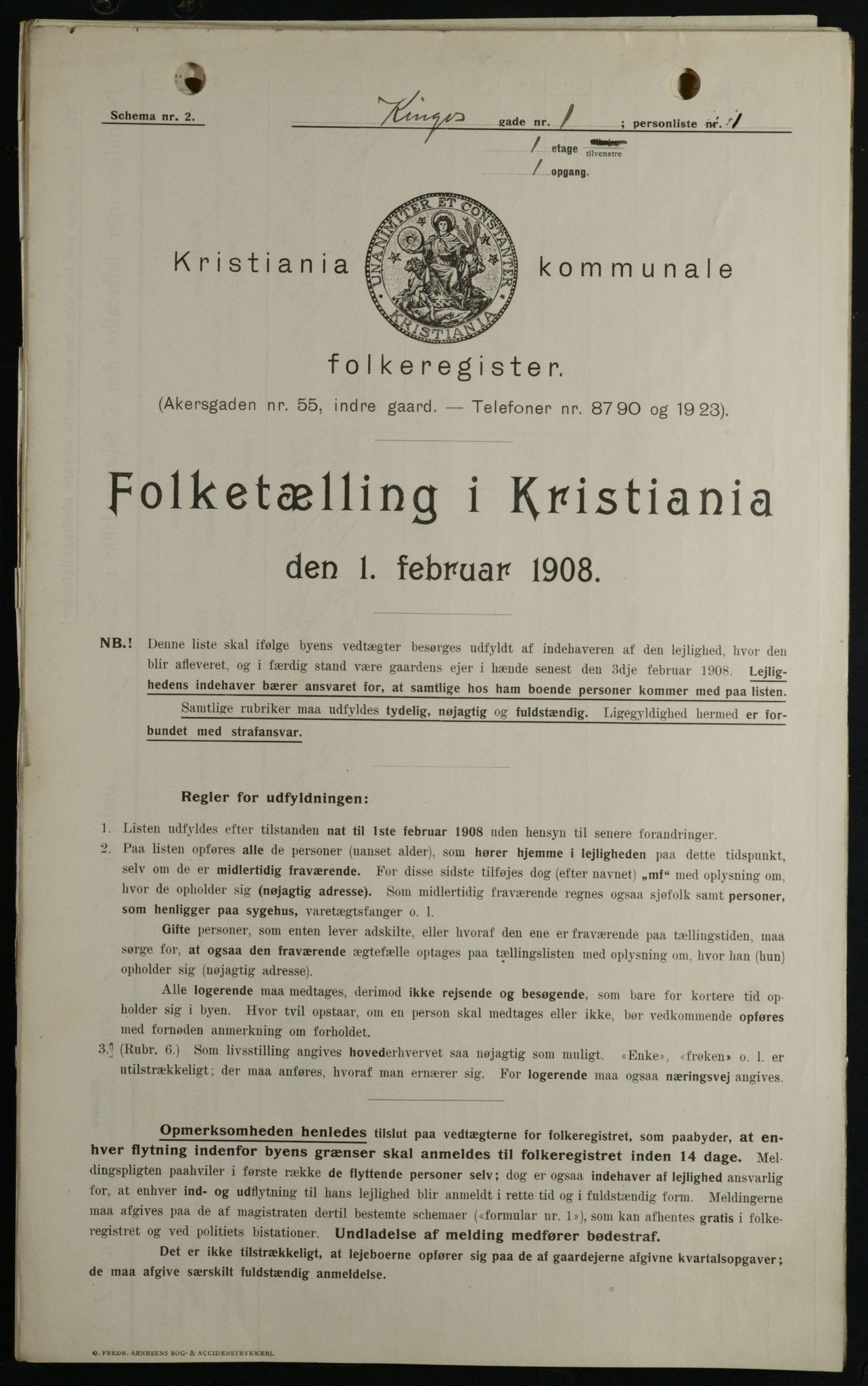 OBA, Municipal Census 1908 for Kristiania, 1908, p. 44315