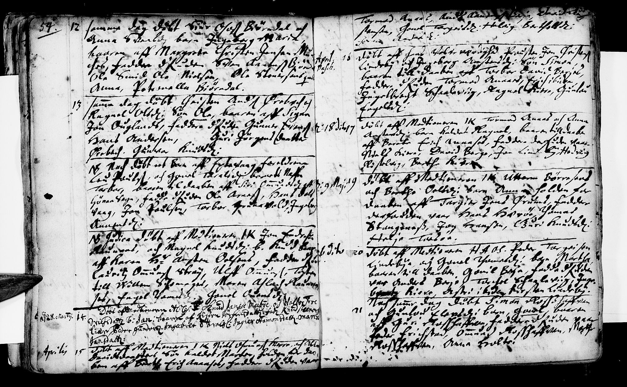 Oddernes sokneprestkontor, AV/SAK-1111-0033/F/Fa/Faa/L0001: Parish register (official) no. A 1, 1692-1718, p. 54-55