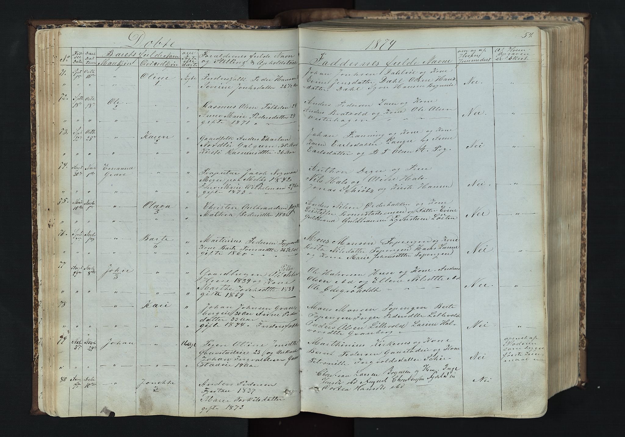 Romedal prestekontor, SAH/PREST-004/L/L0011: Parish register (copy) no. 11, 1867-1895, p. 54