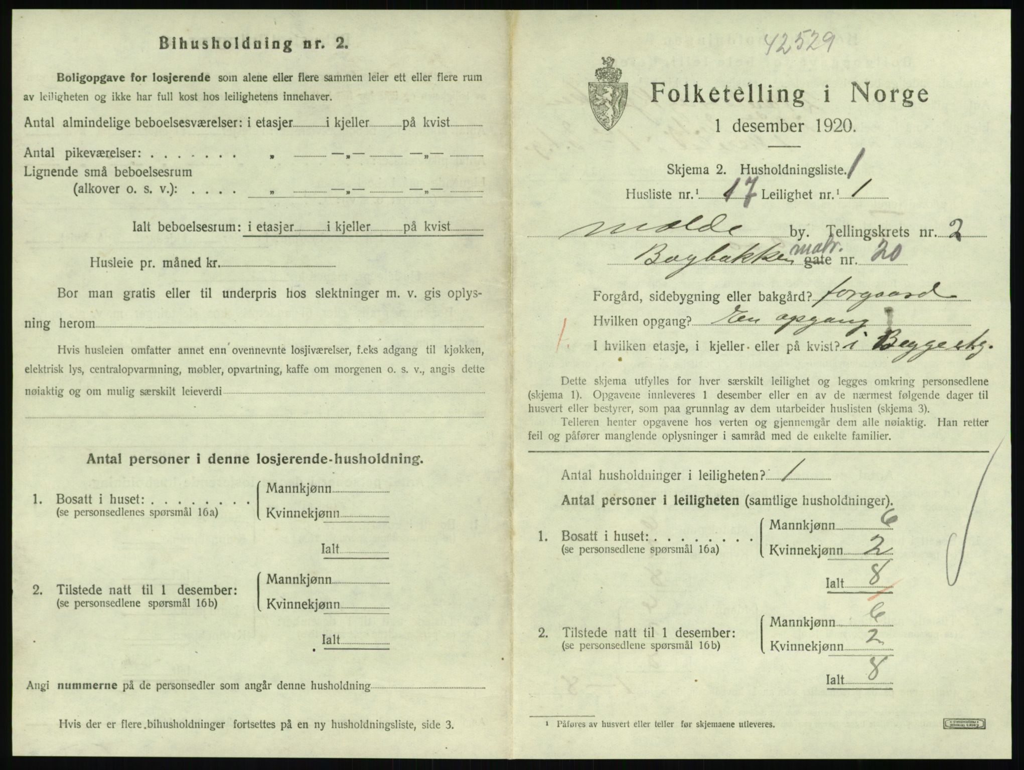 SAT, 1920 census for Molde, 1920, p. 1007