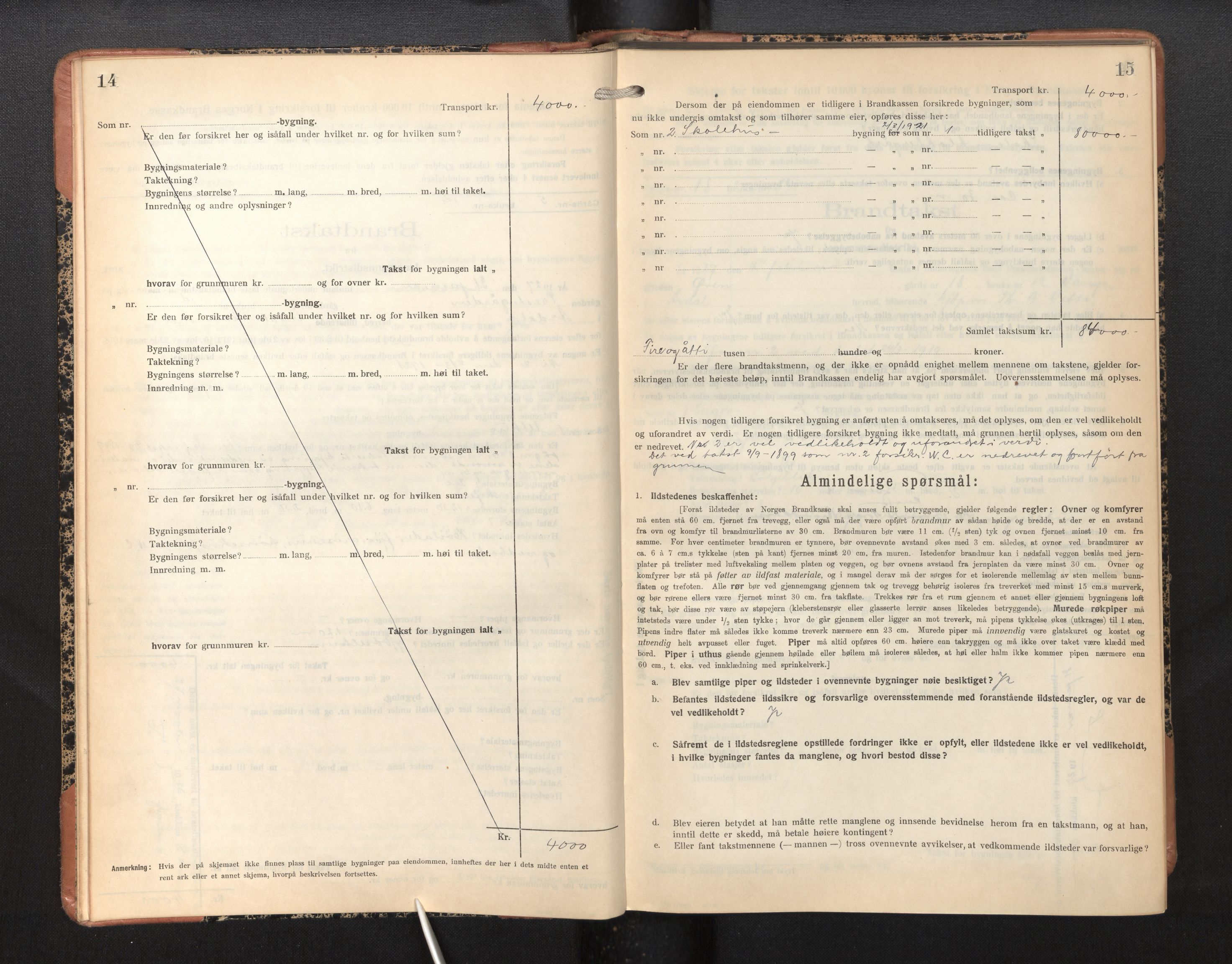 Lensmannen i Årdal, AV/SAB-A-30501/0012/L0010: Branntakstprotokoll, skjematakst, 1926-1939, p. 14-15