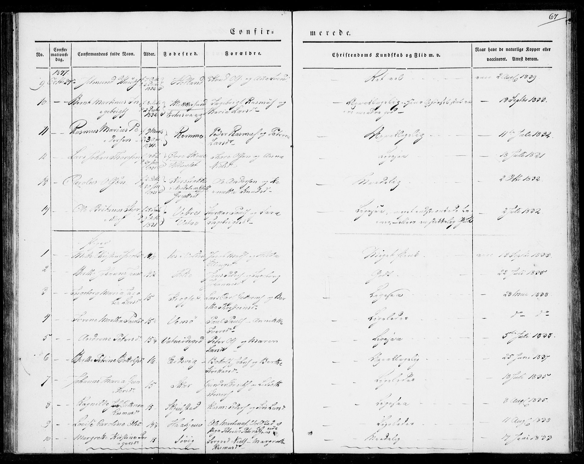 Ministerialprotokoller, klokkerbøker og fødselsregistre - Møre og Romsdal, AV/SAT-A-1454/524/L0352: Parish register (official) no. 524A04, 1838-1847, p. 67