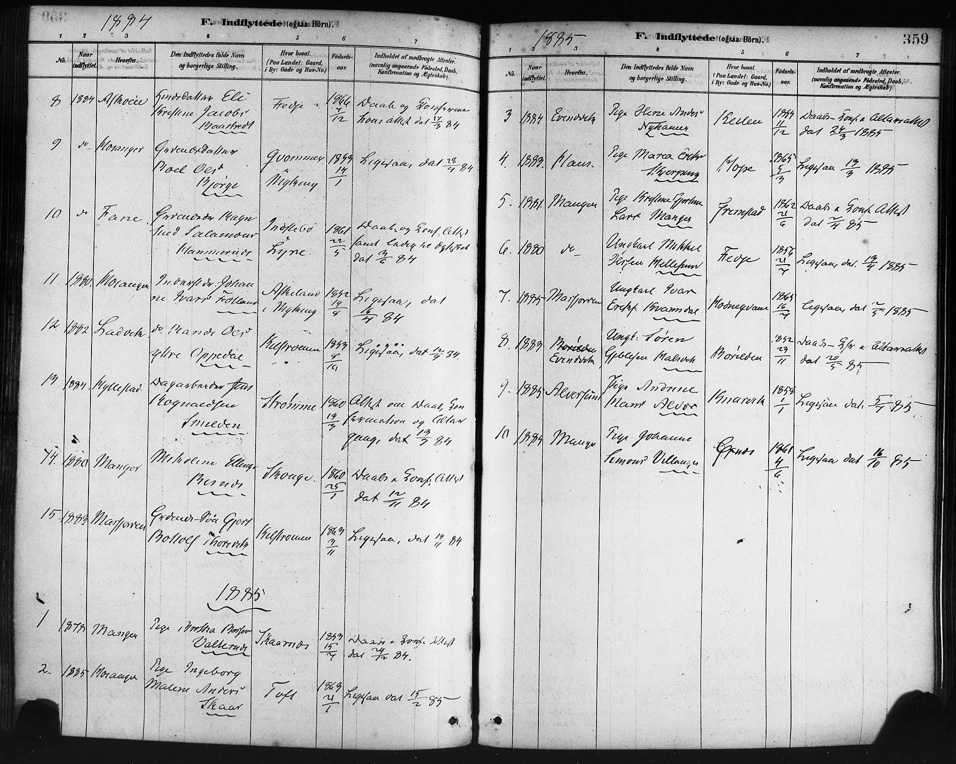 Lindås Sokneprestembete, AV/SAB-A-76701/H/Haa/Haaa/L0019: Parish register (official) no. A 19, 1878-1912, p. 359