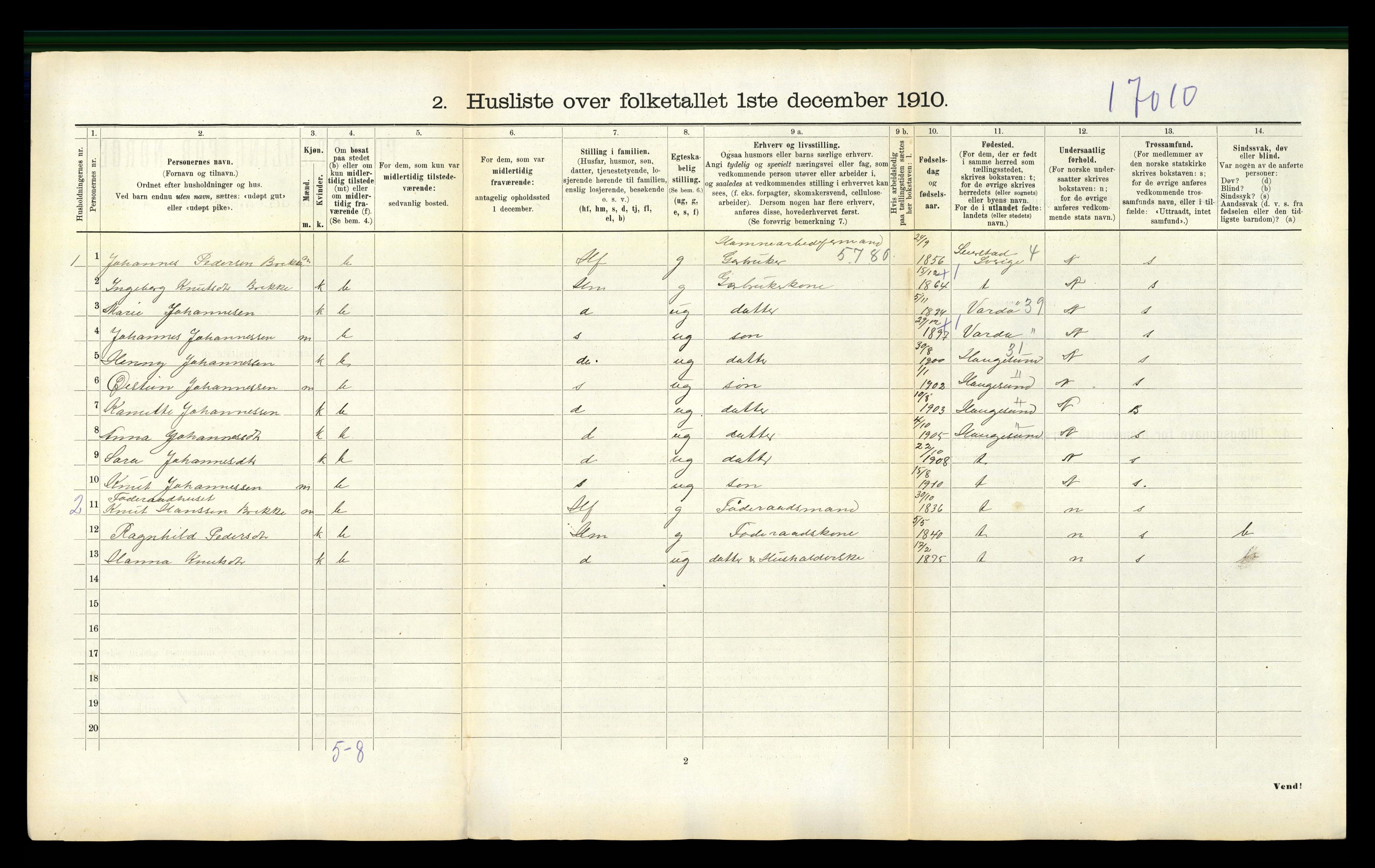 RA, 1910 census for Ørsta, 1910, p. 437