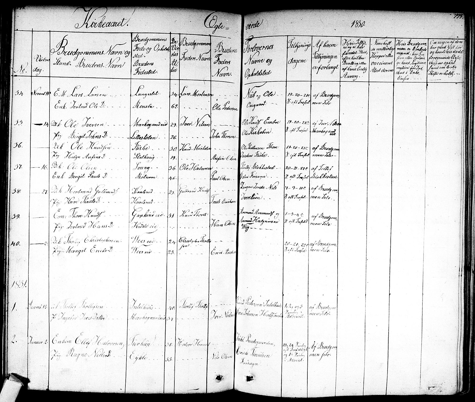 Nes kirkebøker, SAKO/A-236/F/Fa/L0008: Parish register (official) no. 8, 1824-1834, p. 774-775