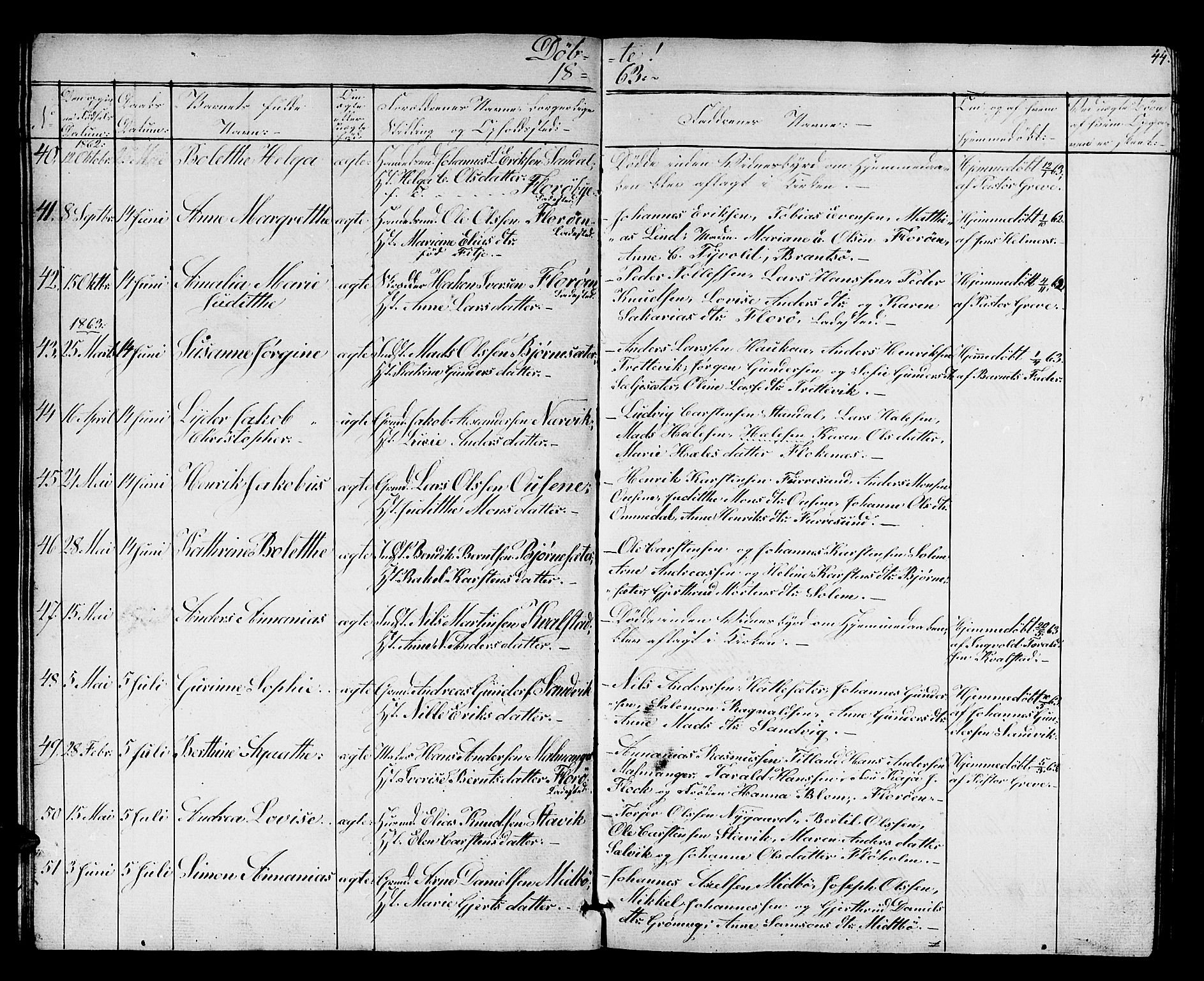 Kinn sokneprestembete, AV/SAB-A-80801/H/Hab/Habc/L0001: Parish register (copy) no. C 1, 1854-1868, p. 44