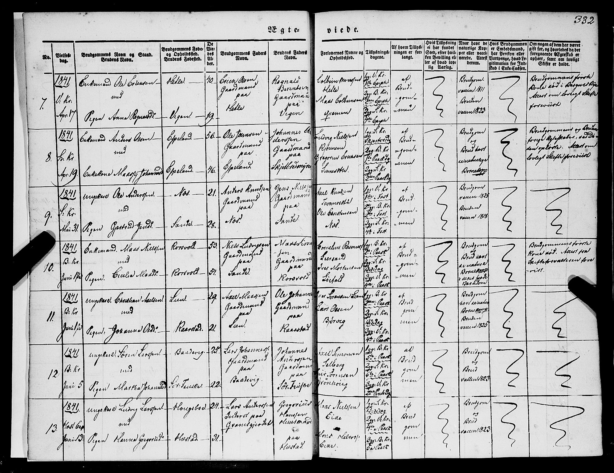 Gaular sokneprestembete, SAB/A-80001/H/Haa: Parish register (official) no. A 4II, 1841-1859, p. 332