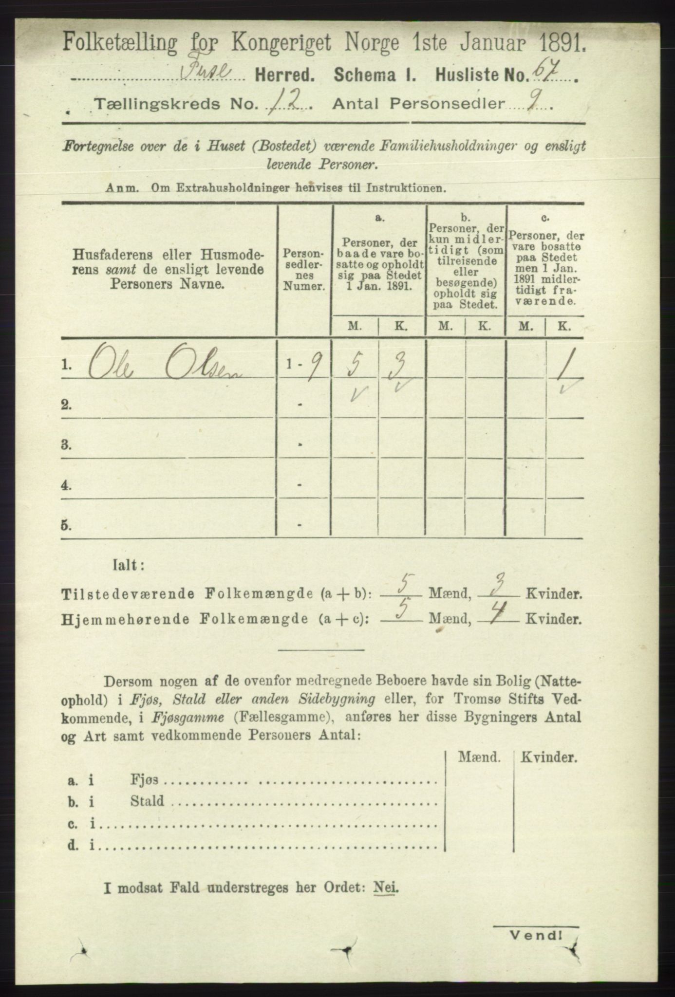 RA, 1891 census for 1241 Fusa, 1891, p. 2367