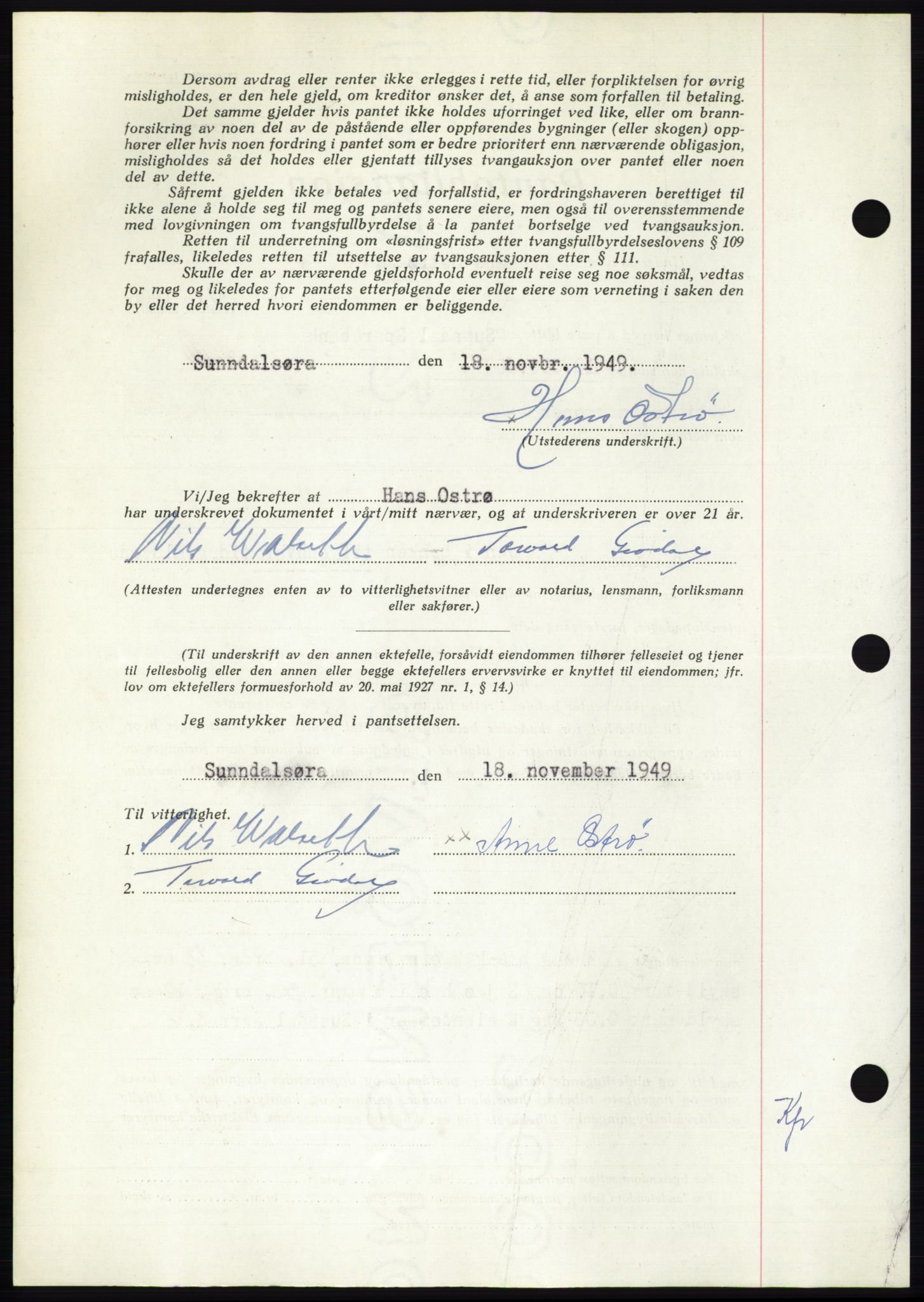 Nordmøre sorenskriveri, AV/SAT-A-4132/1/2/2Ca: Mortgage book no. B103, 1949-1950, Diary no: : 3341/1949