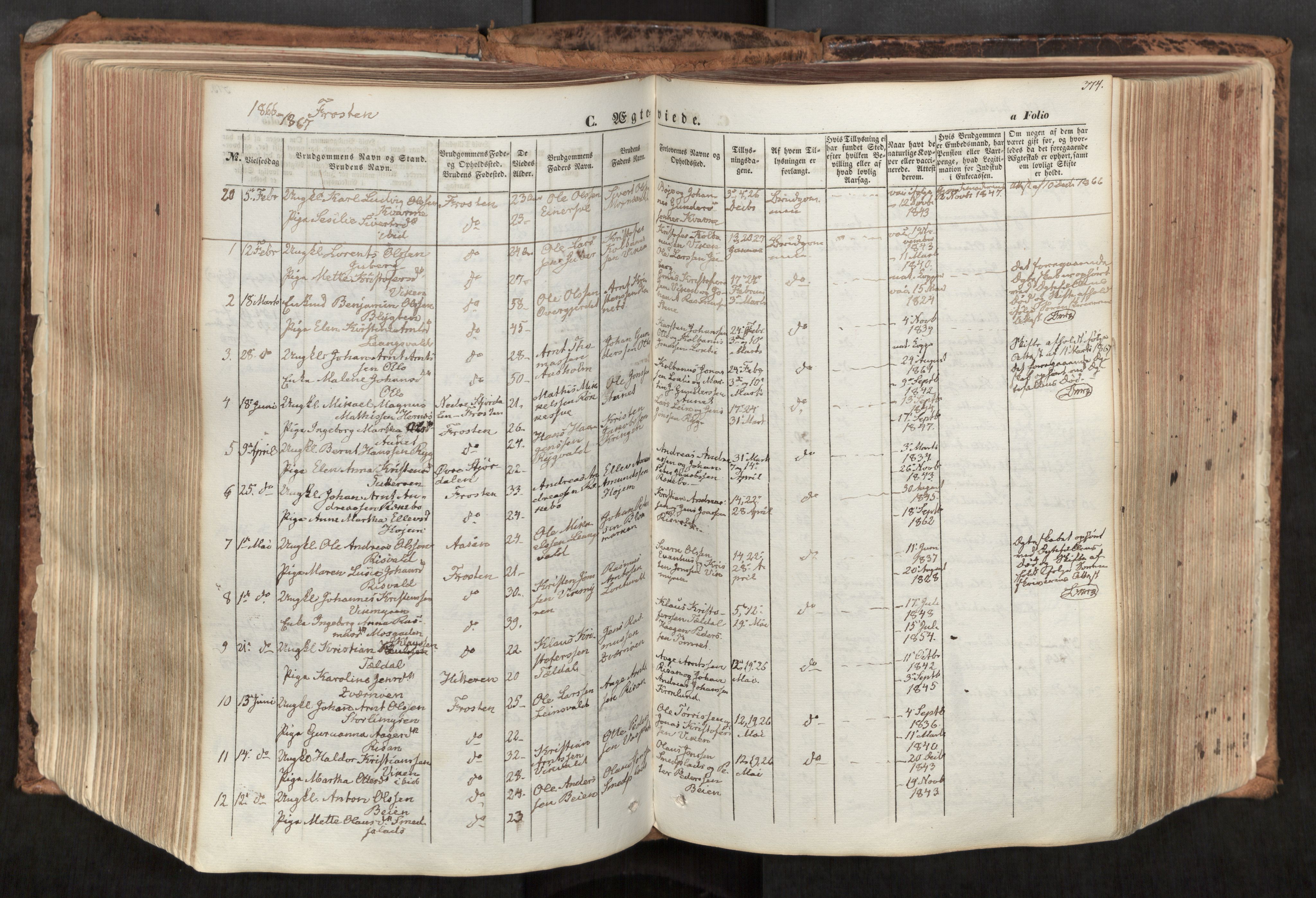 Ministerialprotokoller, klokkerbøker og fødselsregistre - Nord-Trøndelag, SAT/A-1458/713/L0116: Parish register (official) no. 713A07, 1850-1877, p. 374