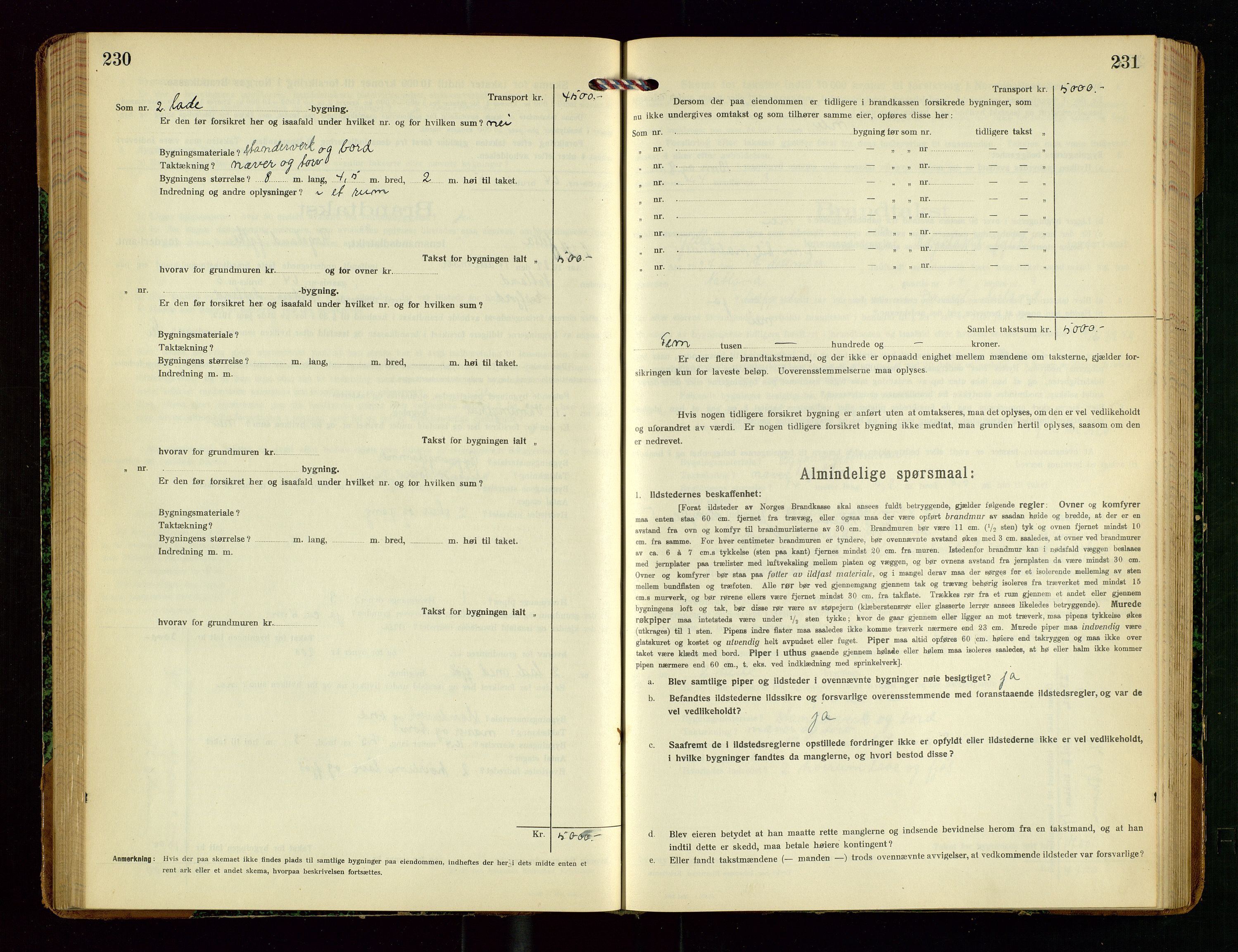 Jelsa lensmannskontor, SAST/A-100360/Gob/L0002: "Brandtakstprotokol", 1918-1942, p. 230-231
