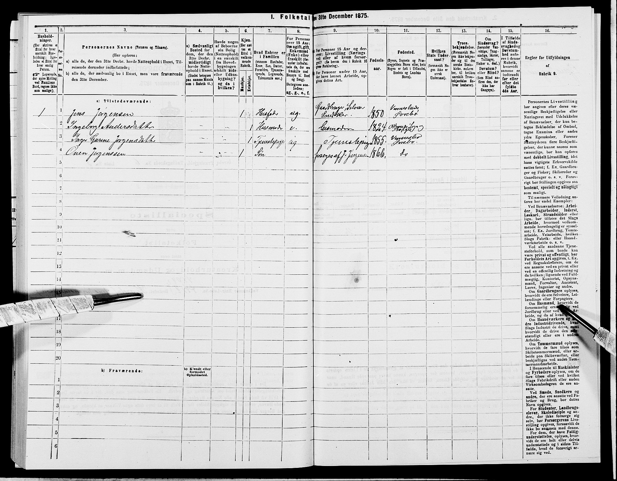 SAK, 1875 census for 1016P Øvrebø, 1875, p. 841