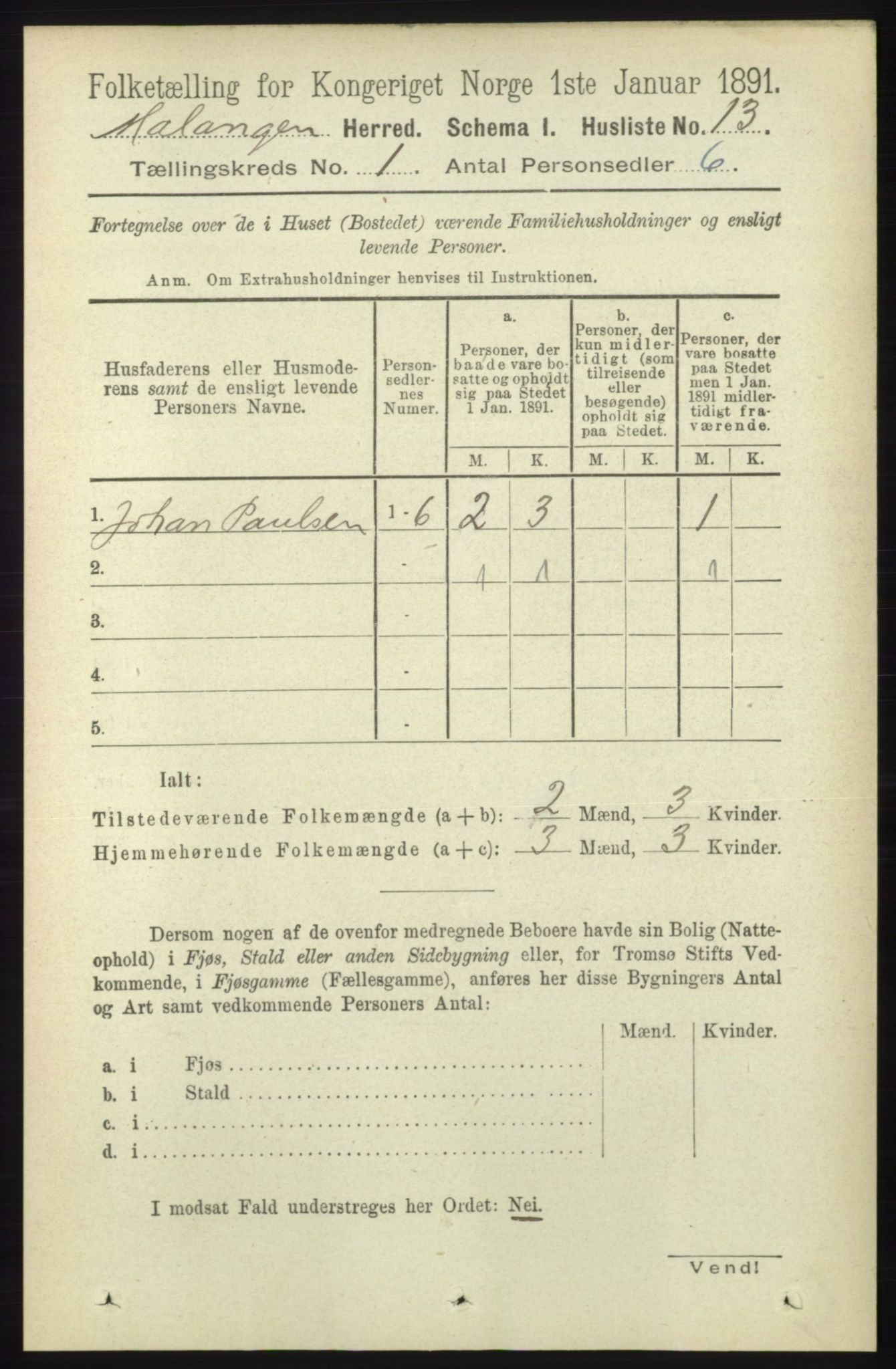 RA, 1891 census for 1932 Malangen, 1891, p. 28