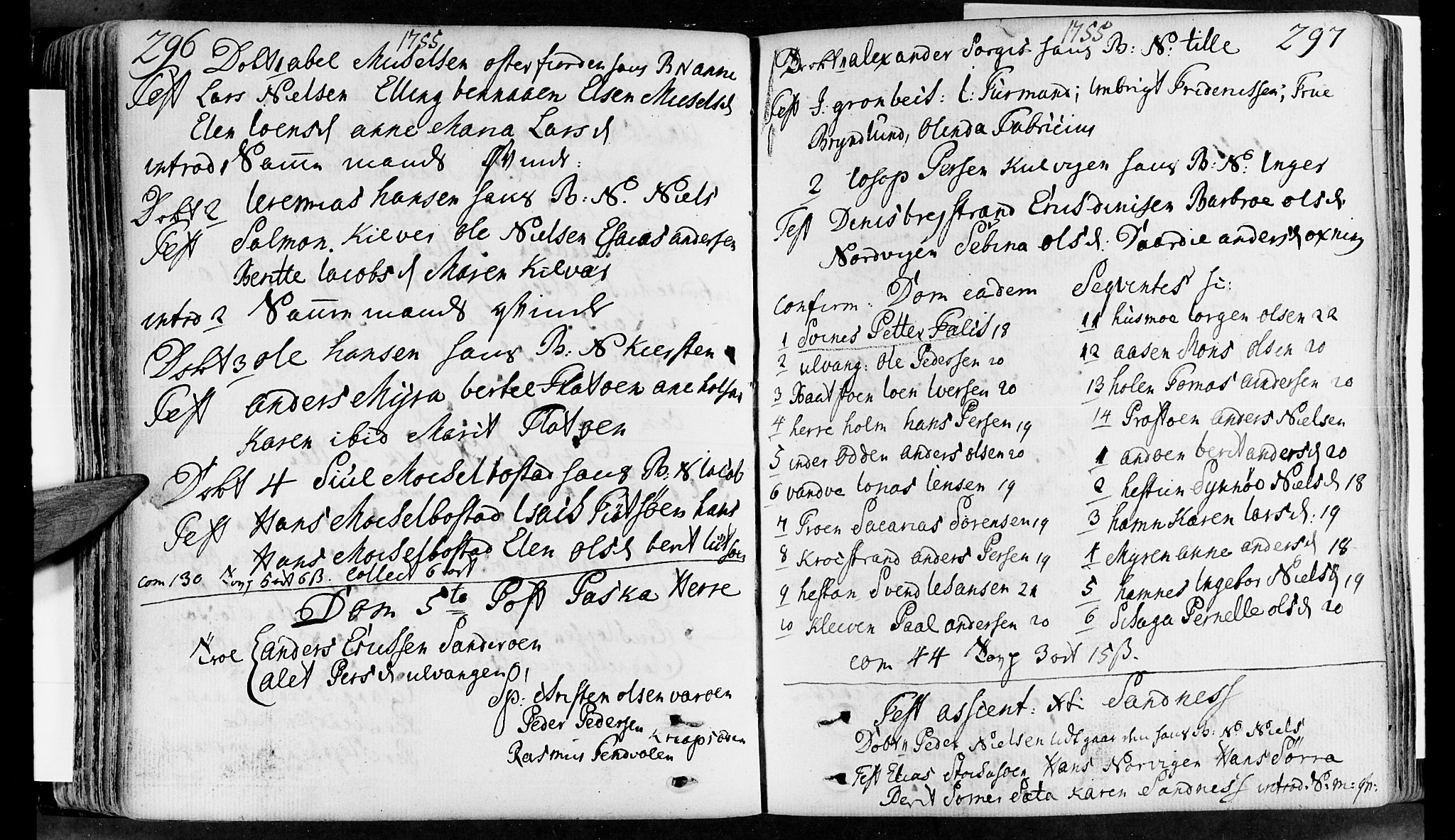 Ministerialprotokoller, klokkerbøker og fødselsregistre - Nordland, SAT/A-1459/830/L0434: Parish register (official) no. 830A03, 1737-1767, p. 296-297