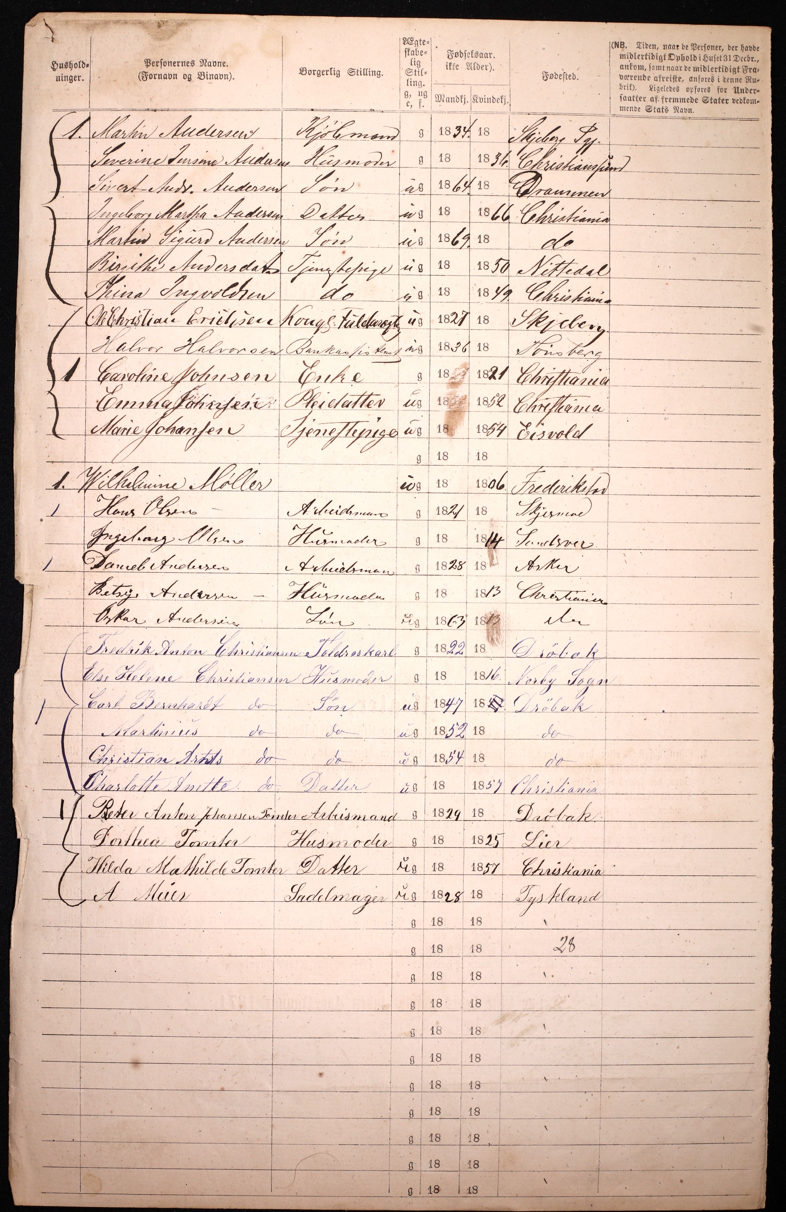 RA, 1870 census for 0301 Kristiania, 1870, p. 2865