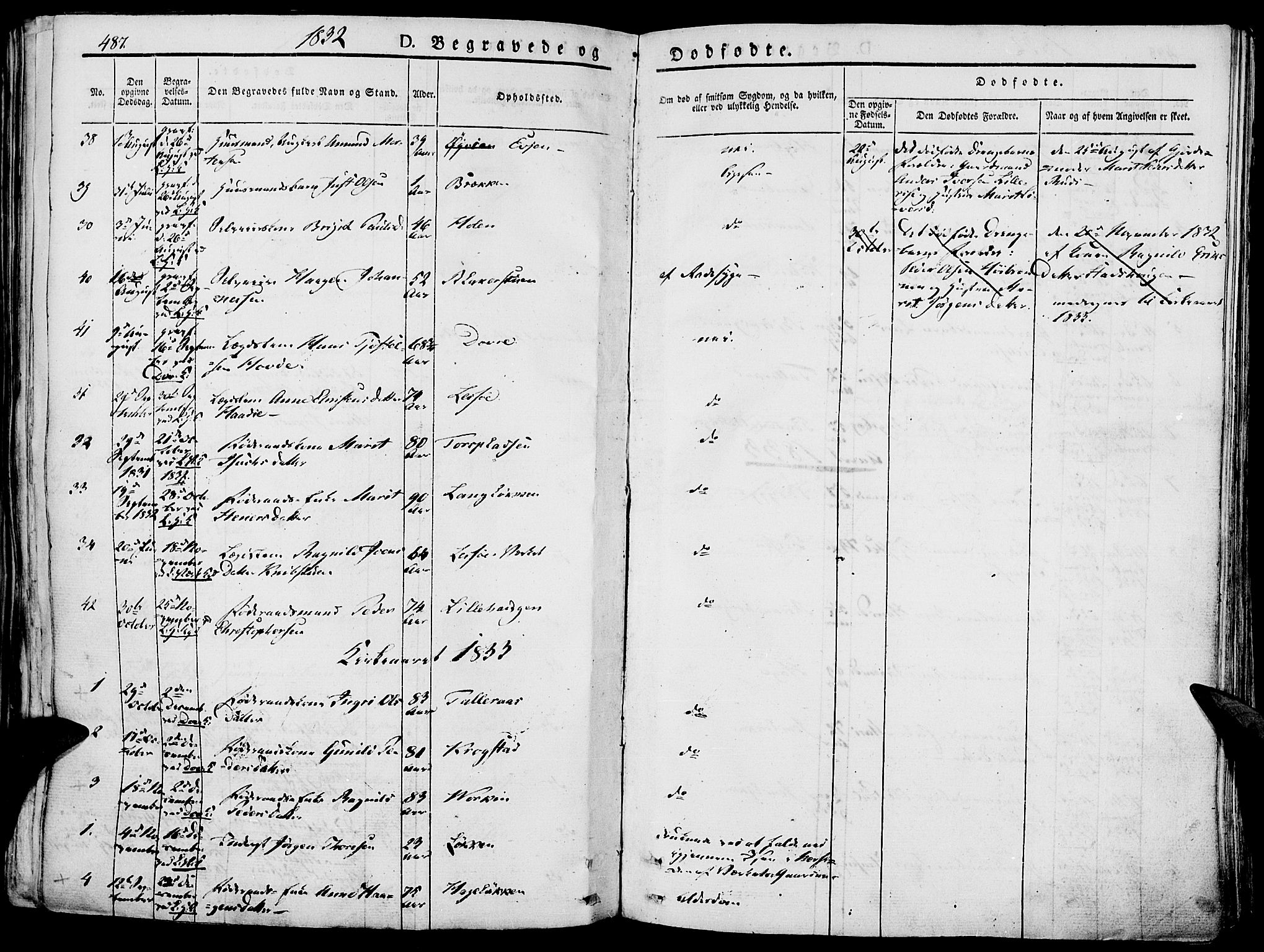 Lesja prestekontor, SAH/PREST-068/H/Ha/Haa/L0005: Parish register (official) no. 5, 1830-1842, p. 487