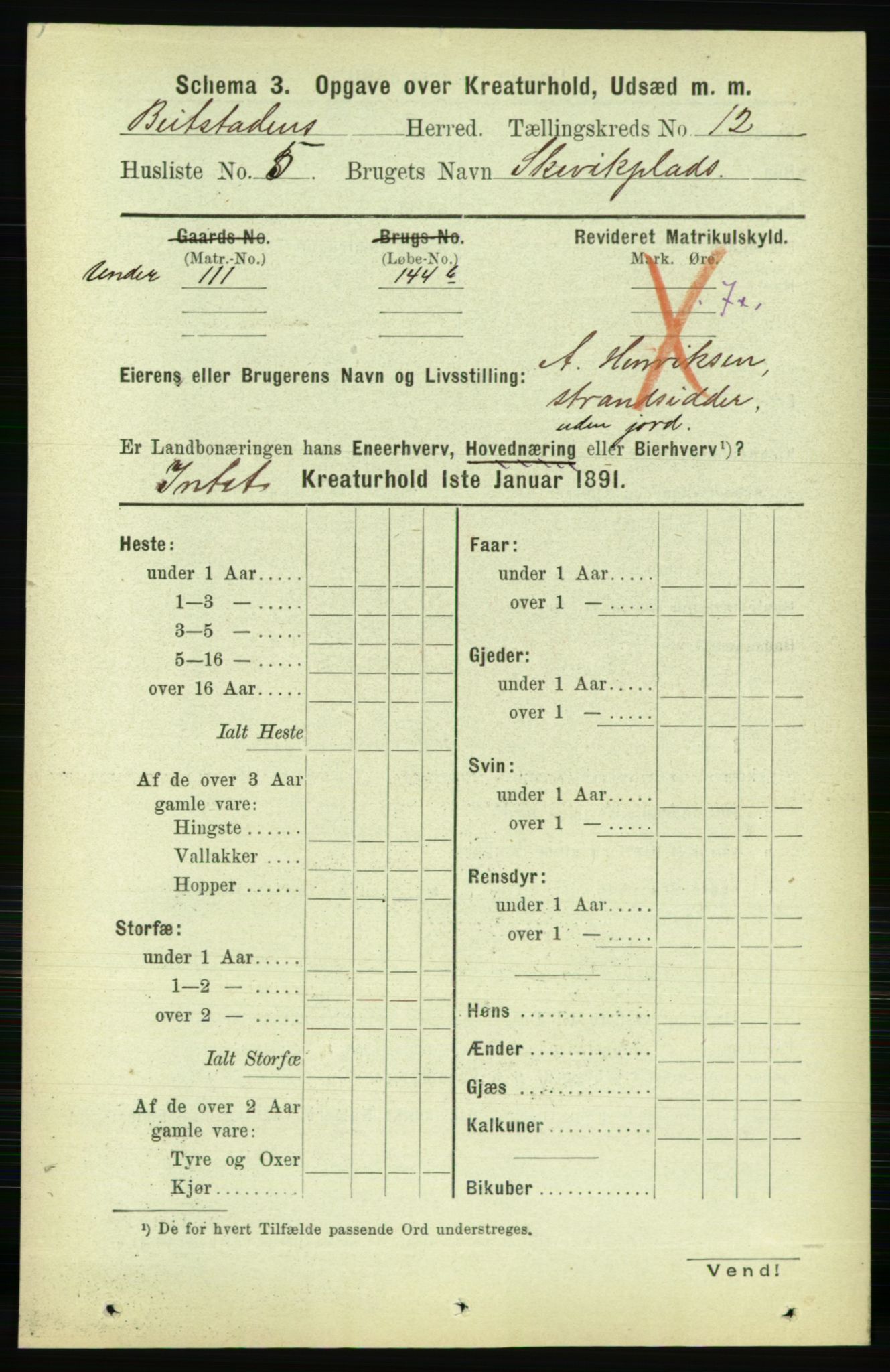 RA, 1891 census for 1727 Beitstad, 1891, p. 6397