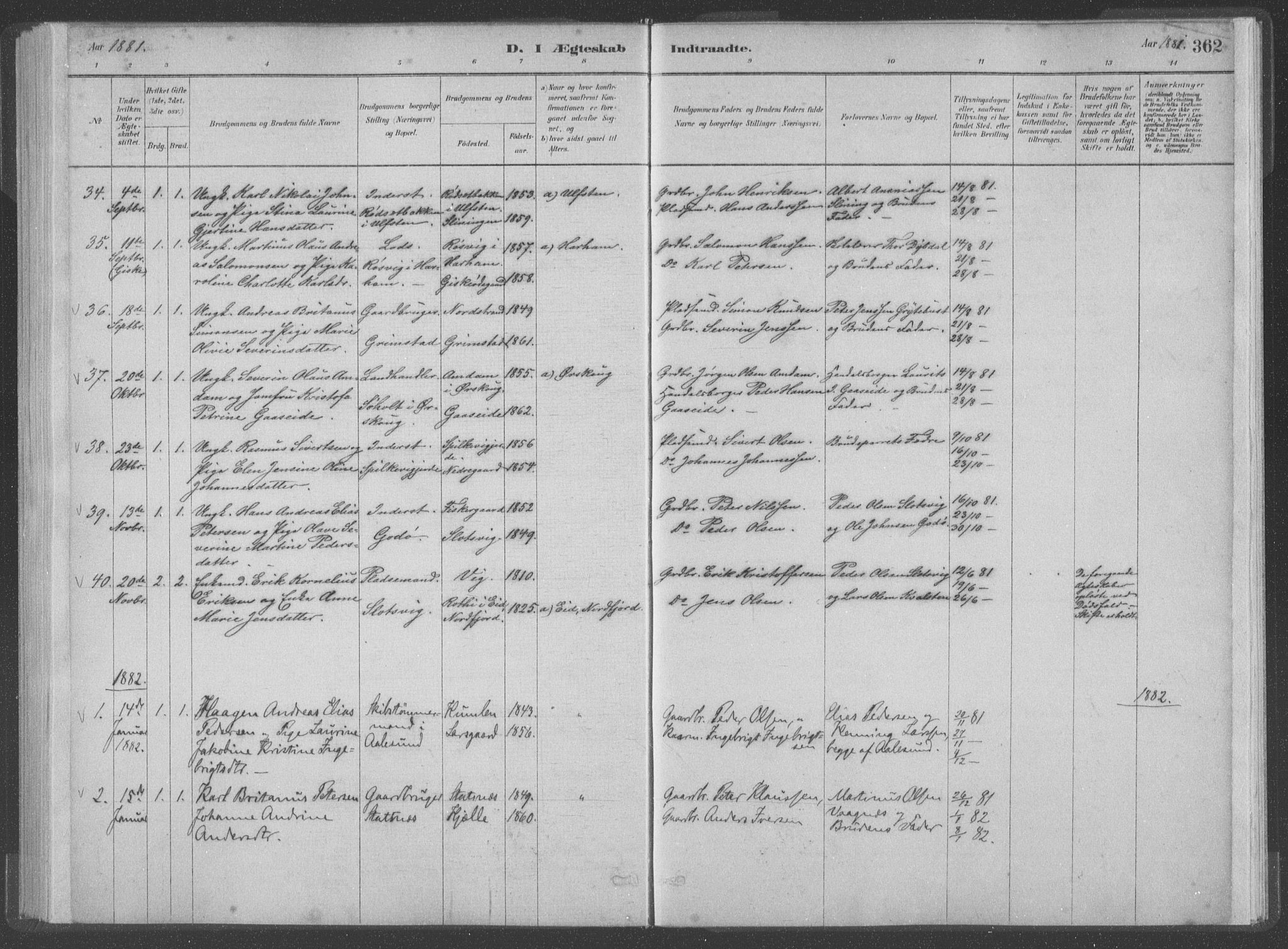 Ministerialprotokoller, klokkerbøker og fødselsregistre - Møre og Romsdal, SAT/A-1454/528/L0402: Parish register (official) no. 528A12II, 1880-1903, p. 362
