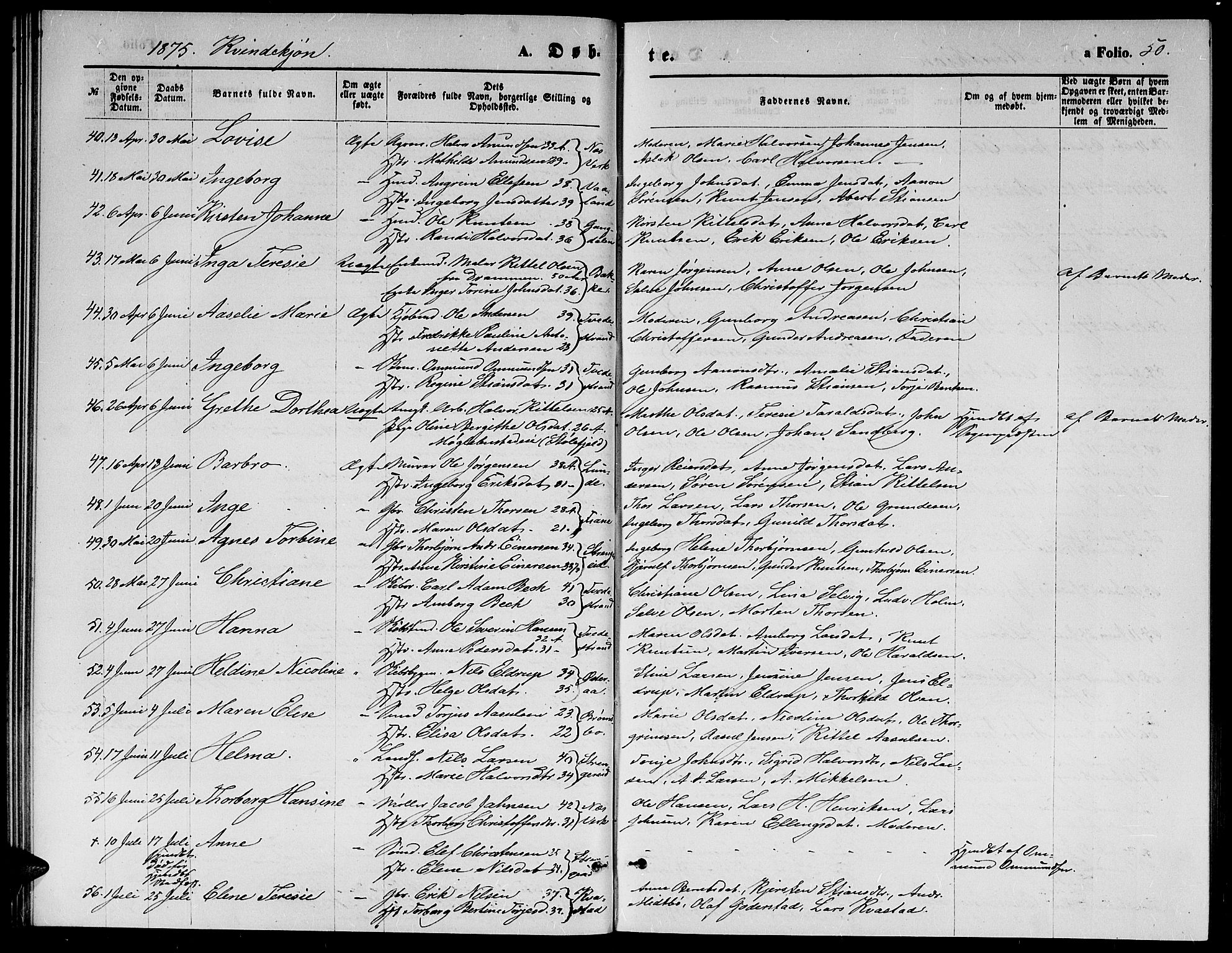 Holt sokneprestkontor, SAK/1111-0021/F/Fb/L0009: Parish register (copy) no. B 9, 1871-1883, p. 50