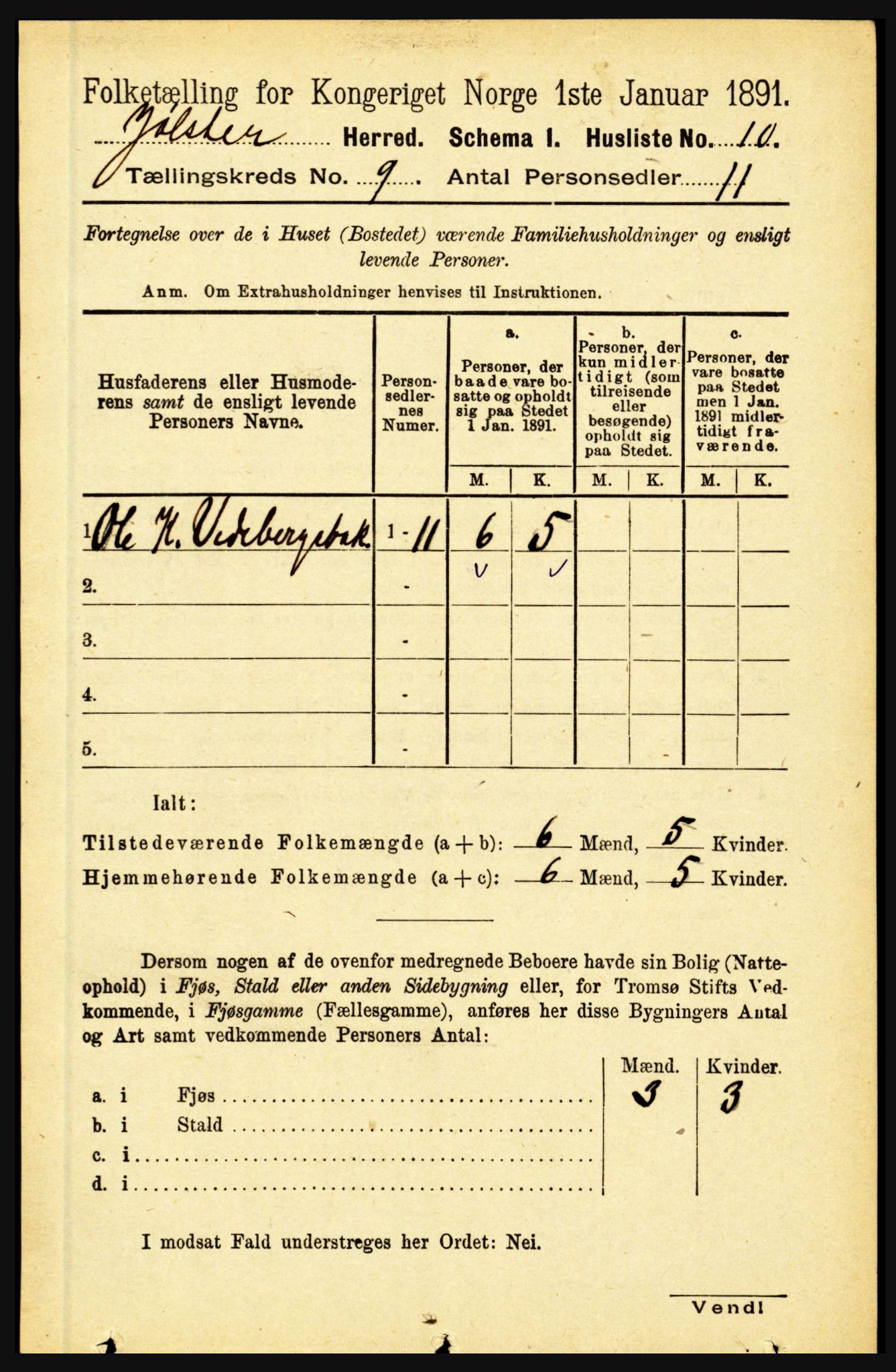 RA, 1891 census for 1431 Jølster, 1891, p. 3102