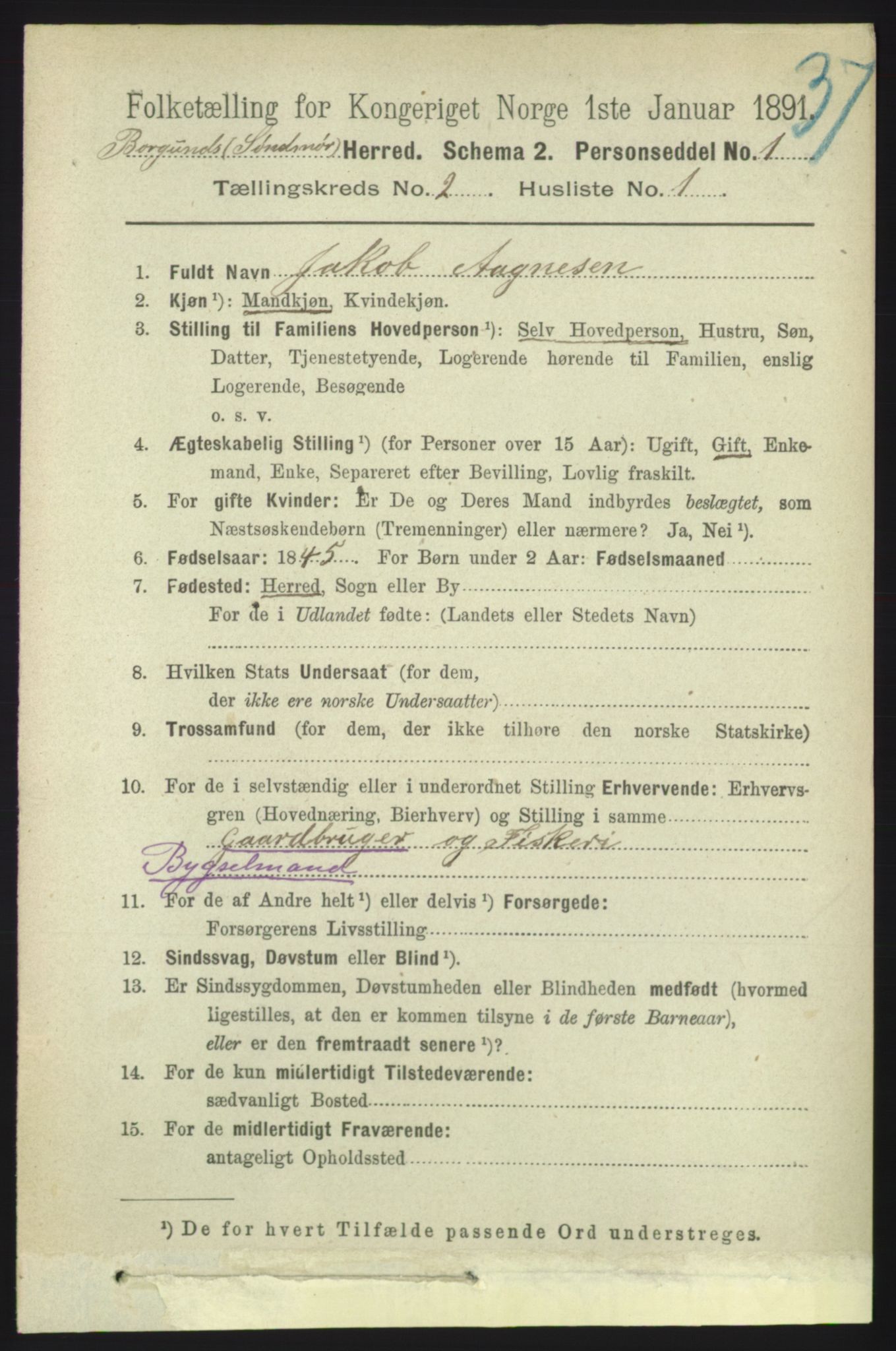 RA, 1891 census for 1531 Borgund, 1891, p. 451