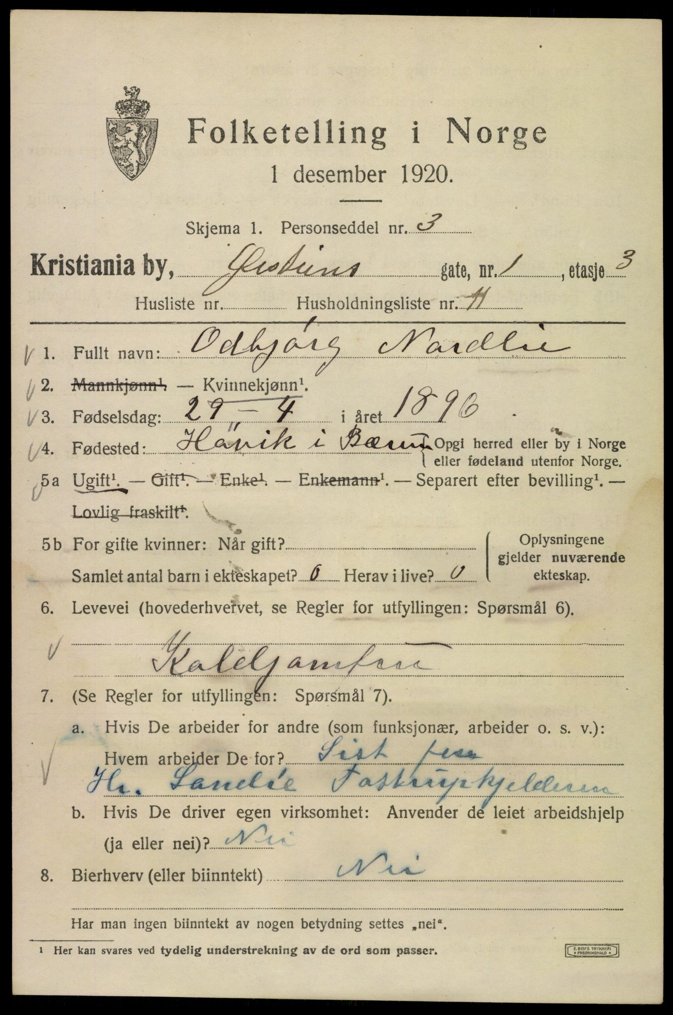 SAO, 1920 census for Kristiania, 1920, p. 654769